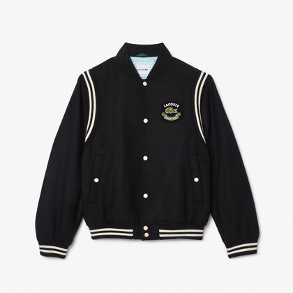 Wool Contrast Badge Varsity Jacket