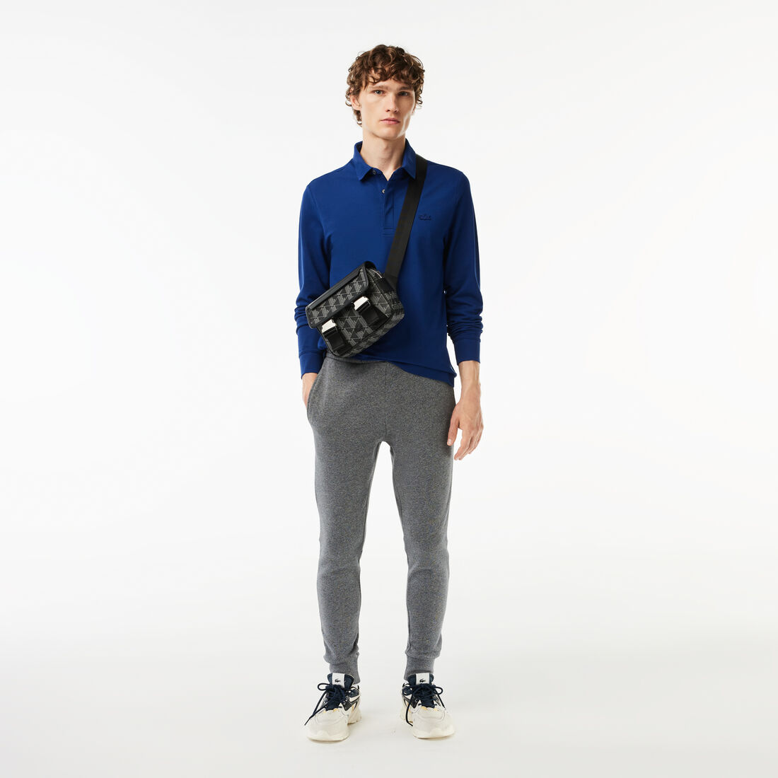 قميص بولو بيكيه باريسي بقصة عادية Smart Paris long sleeve stretch cotton Polo Shirt - PH2481-00-F9F