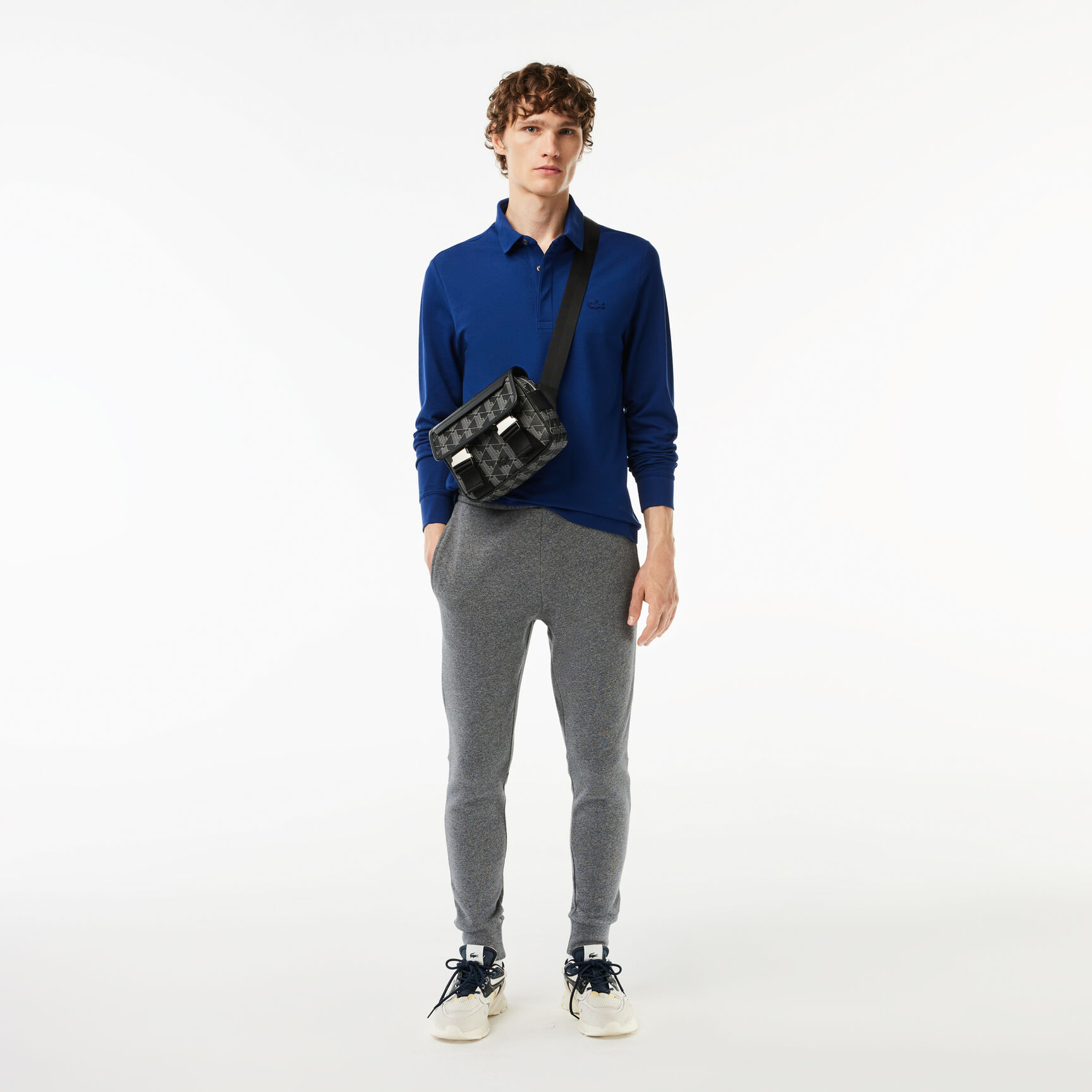 قميص بولو بيكيه باريسي بقصة عادية Smart Paris long sleeve stretch cotton Polo Shirt - PH2481-00-F9F