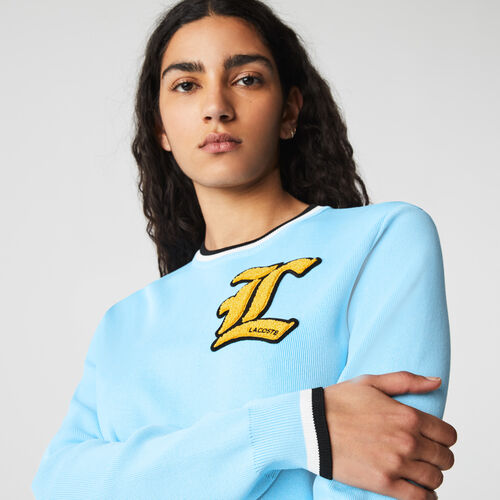Women’s Lacoste L!ve Crew Neck Badge Cotton Sweater