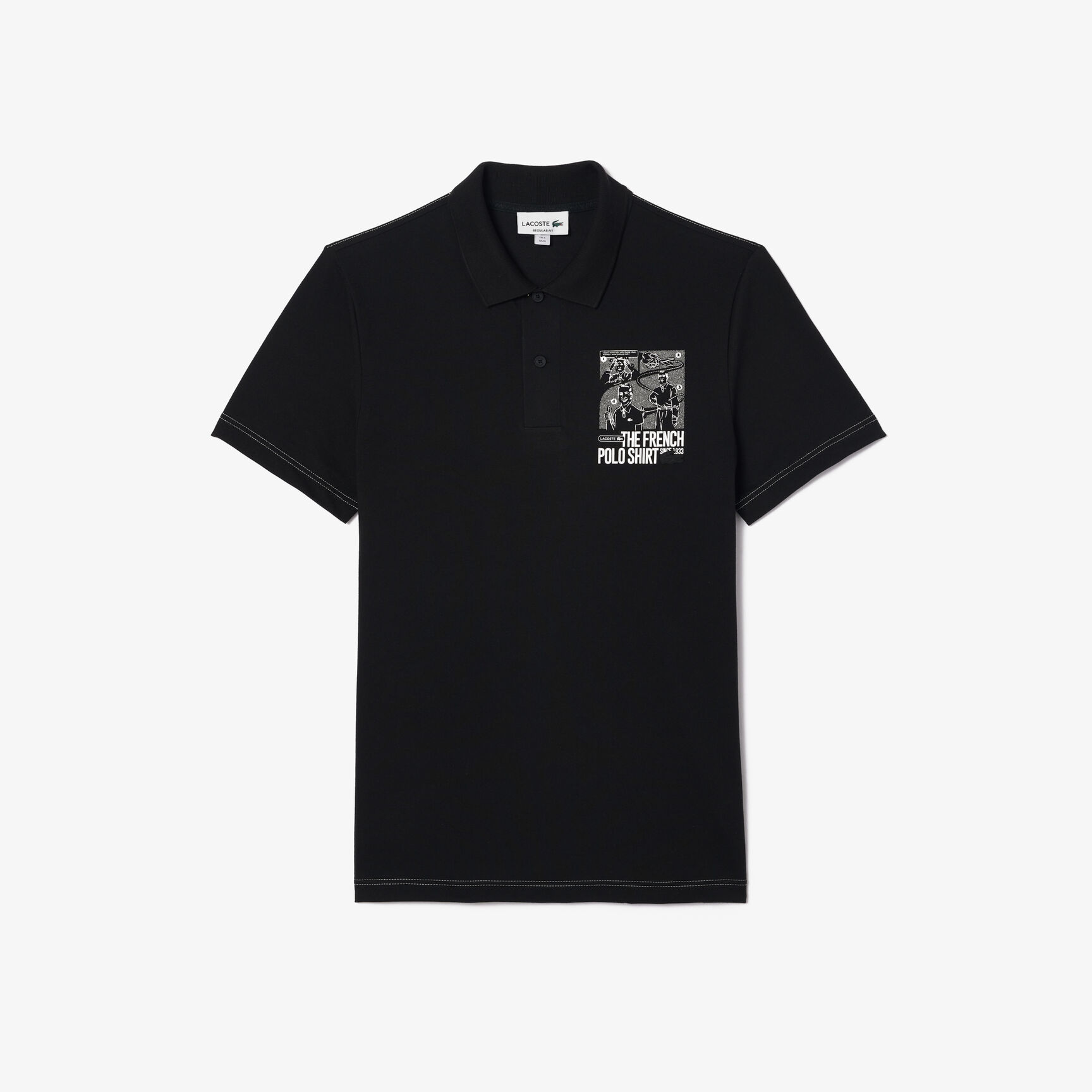 قميص بولو بطباعة أمامية وخلفية بحركة لاكوست Back and Front Print Lacoste Movement Polo Shirt - PH7416-00-031