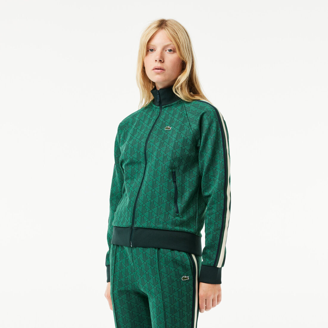 Buy Paris High Neck Zipped Jacquard Monogram Sweatshirt | Lacoste UAE