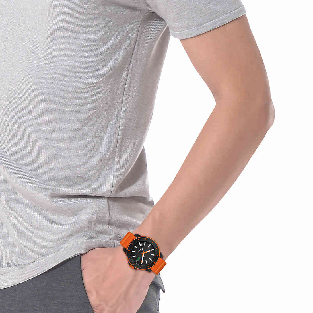 ساعة كوارتز رجالية بسوار من السيليكون بثلاث عقارب Men Silicone Strap 3 Hand Quartz Watch - 2011416-ORG