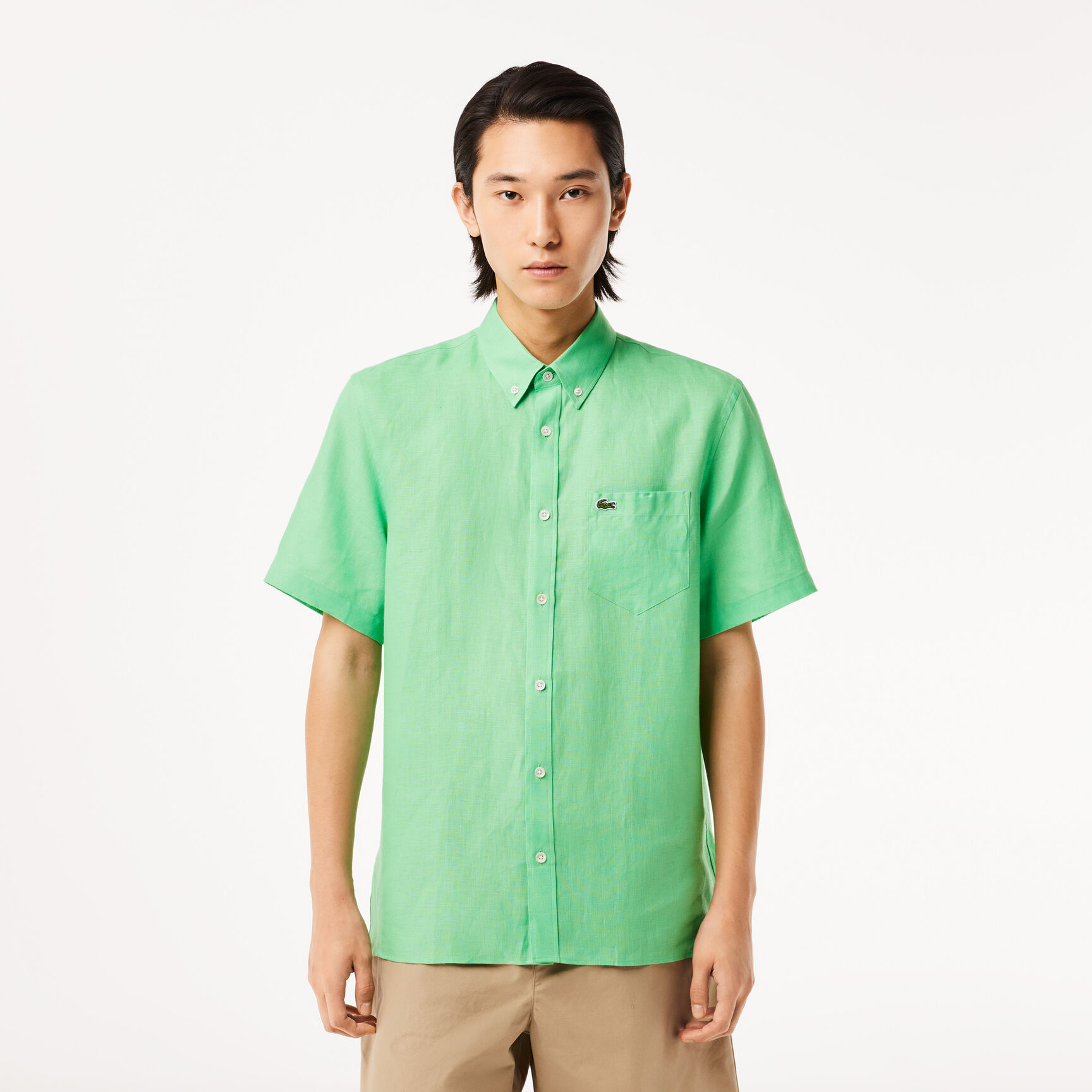 Short Sleeved Linen Shirt Men's Lacoste Short Sleeve Linen Shirt - CH5699-00-UYX