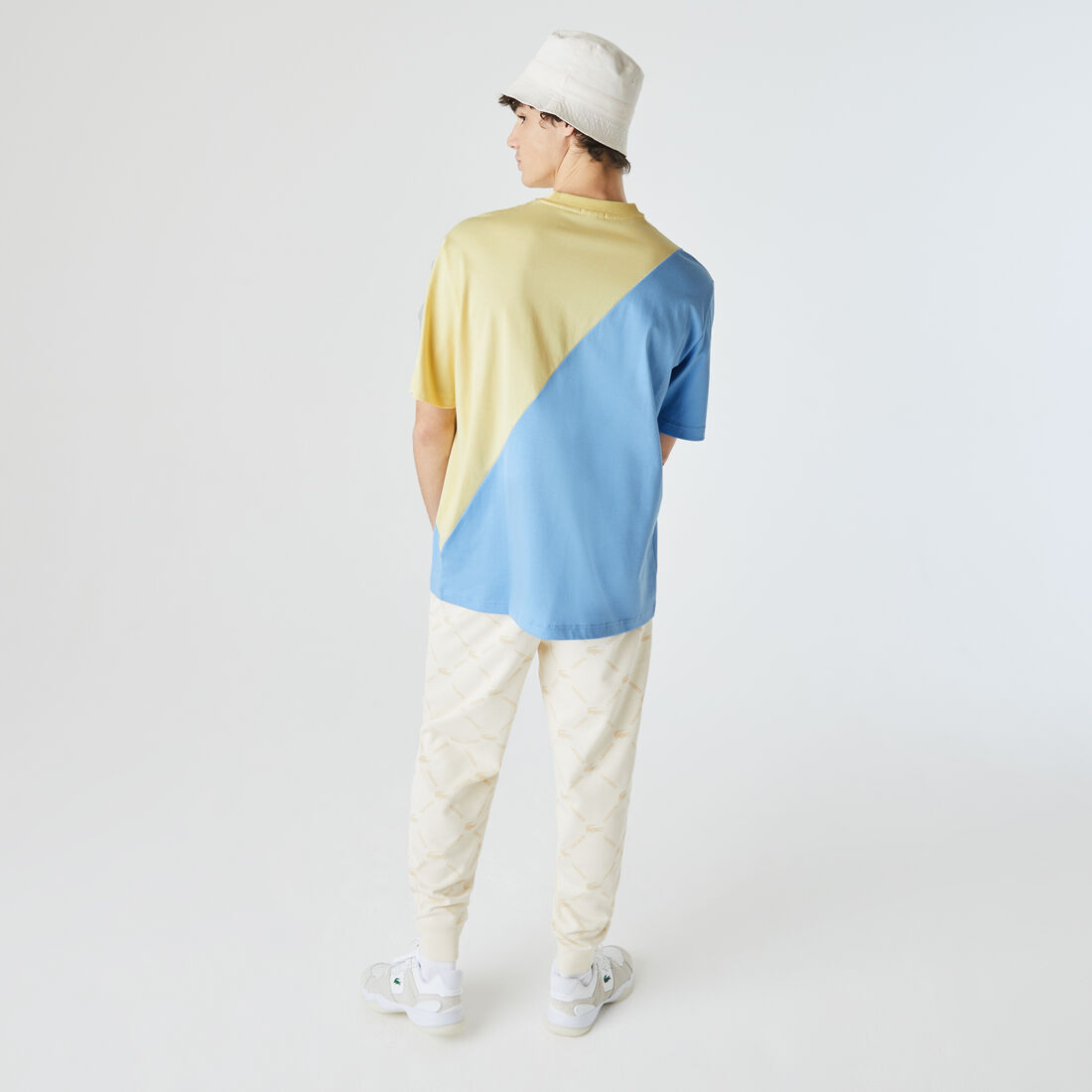 تي شيرت قطن للجنسين ثنائي اللون قصة فضفاضة مجموعة Lacoste LIVE تي شيرت قطن للجنسين ثنائي اللون قصة فضفاضة مجموعة Lacoste LIVE