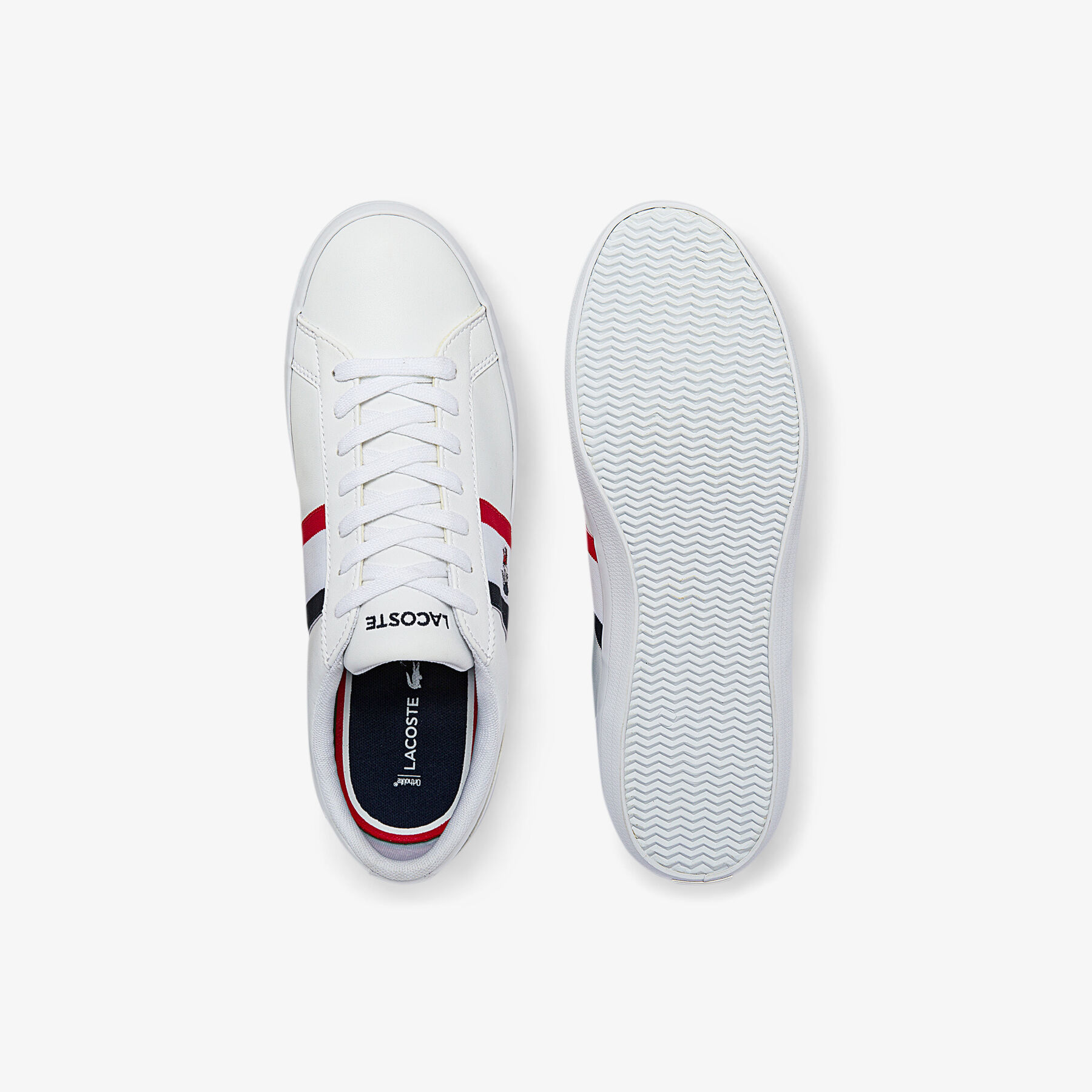 lacoste men s lerond tricolore leather and synthetic trainers