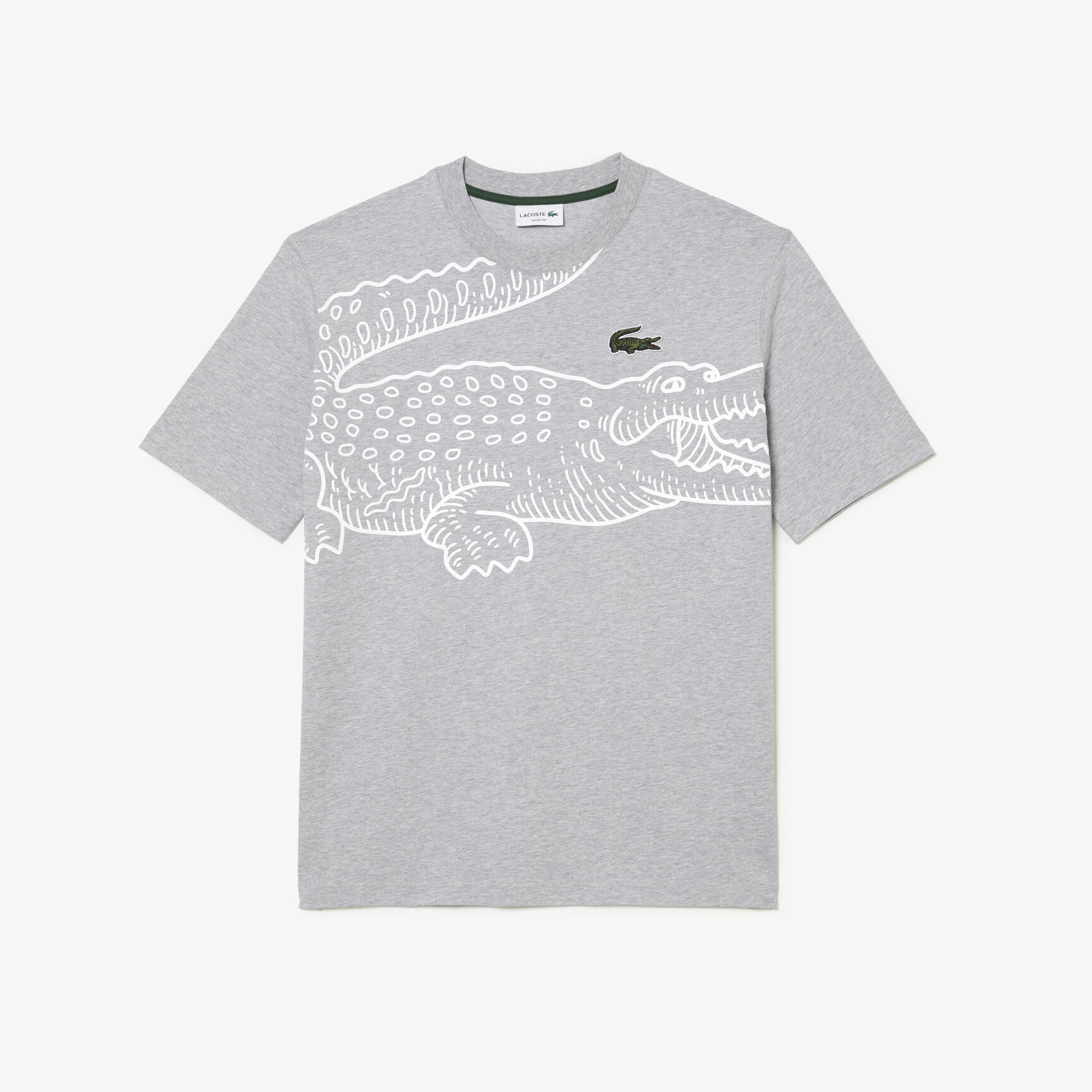 Men's Lacoste Round Neck Loose Fit Crocodile Print T-shirt