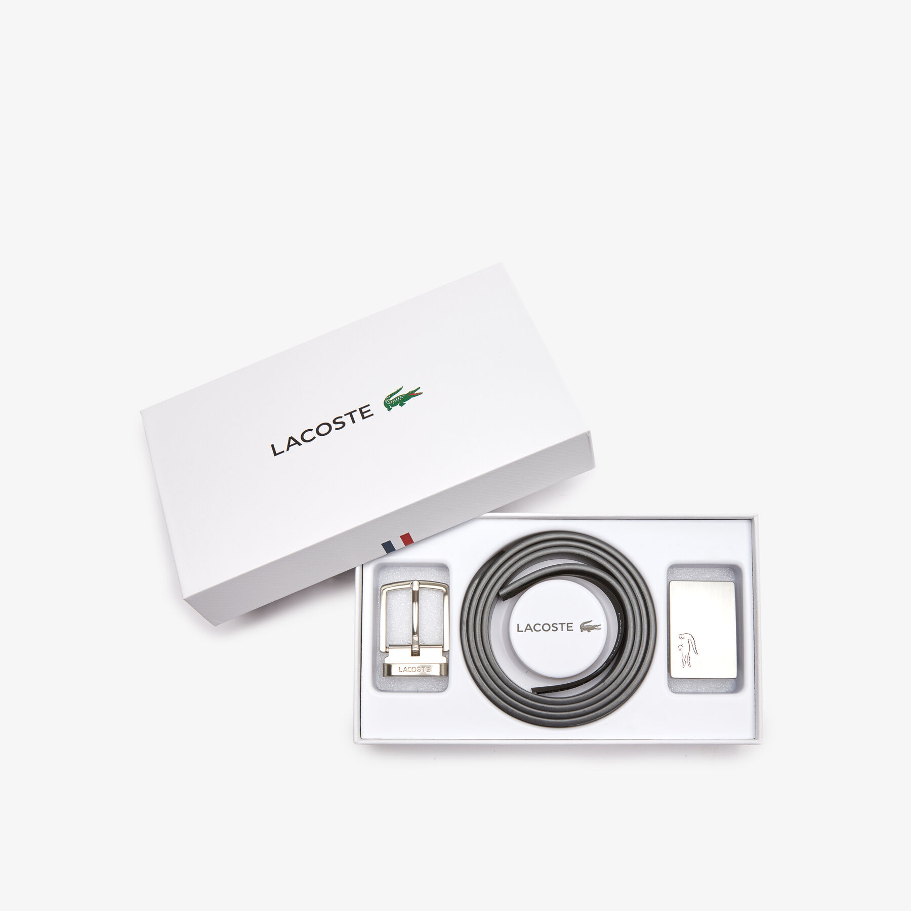 lacoste men s reversible leather belt and 2 buckles gift set