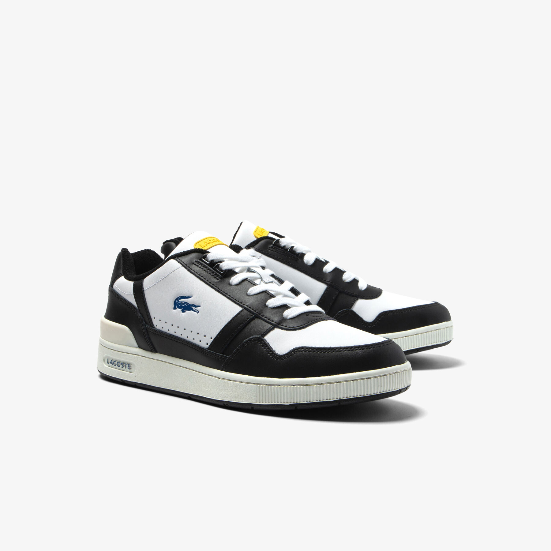Men's Lacoste T-Clip Leather Colour Contrast Trainers men s lacoste t clip leather colour contrast trainers