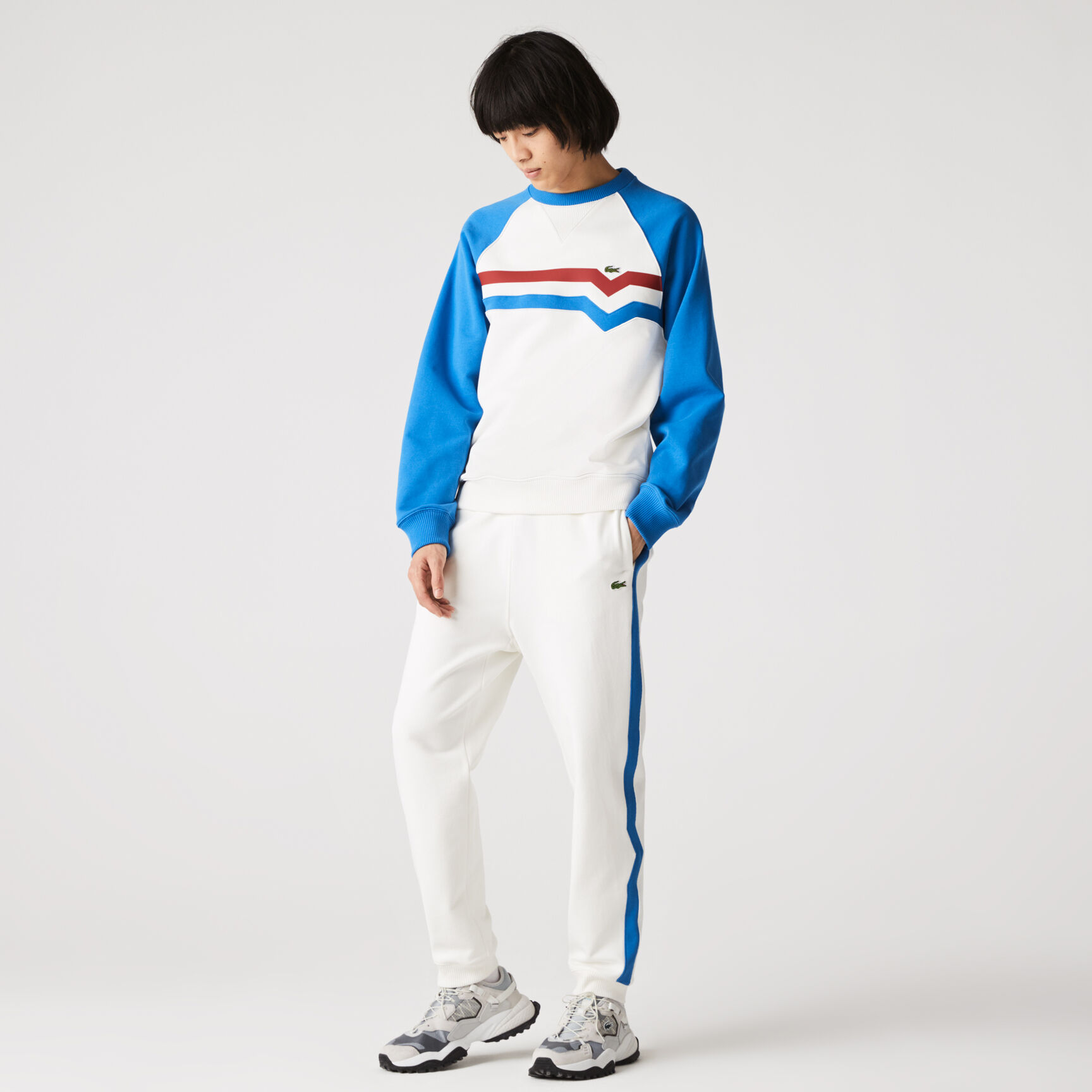 سويت شيرت رجالي مصنوع في فرنسا بقصة ضيقة من الصوف الملون