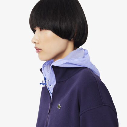 High Neck Zipped Pique Sweatshirt