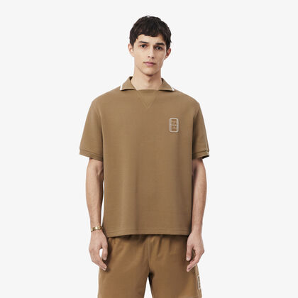 Loose Fit Embroidered Badge Pique Polo Shirt