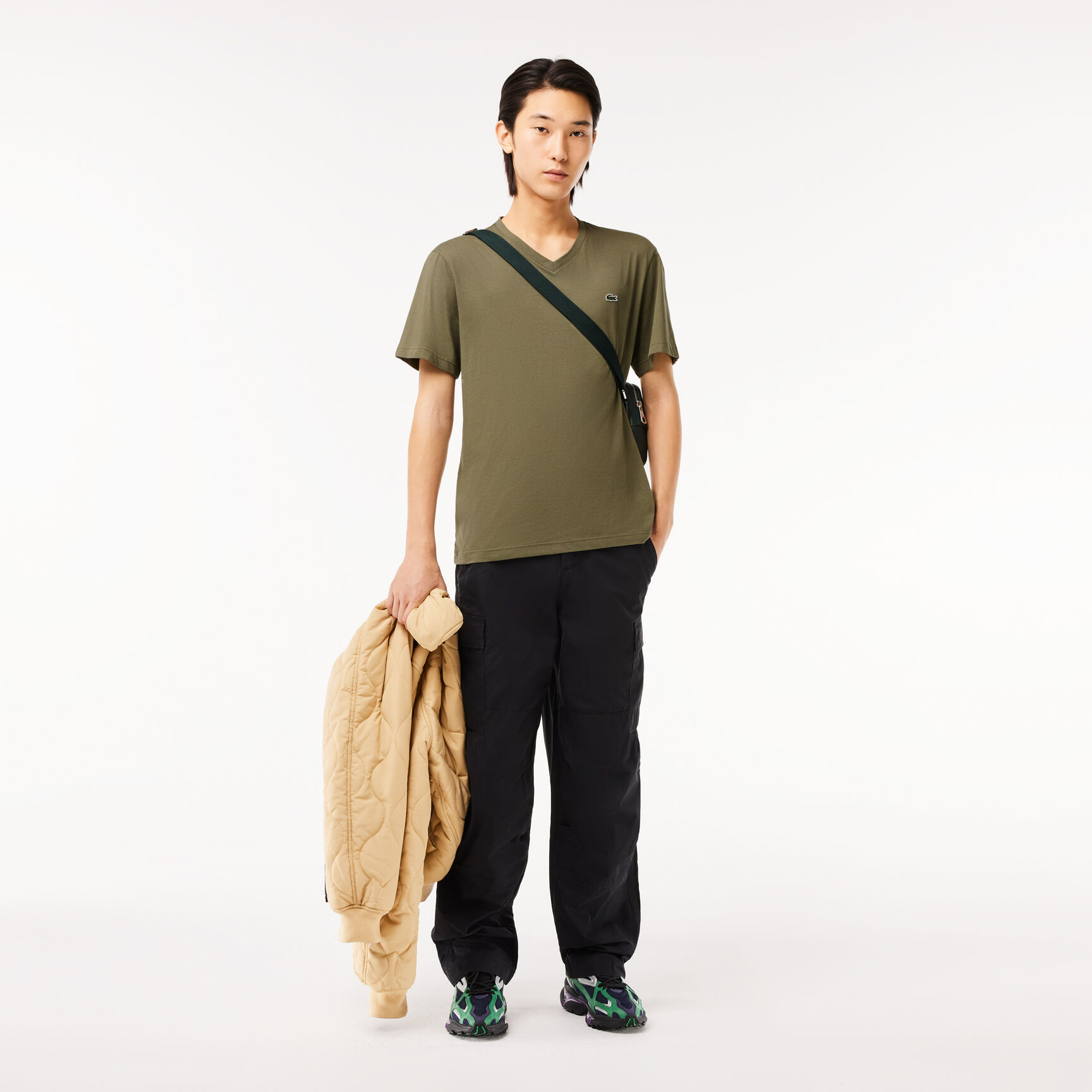 تيشيرت قطن بفتحة رقبة حرف V للرجال Men's V-neck Cotton T-shirt - TH2036-00-316