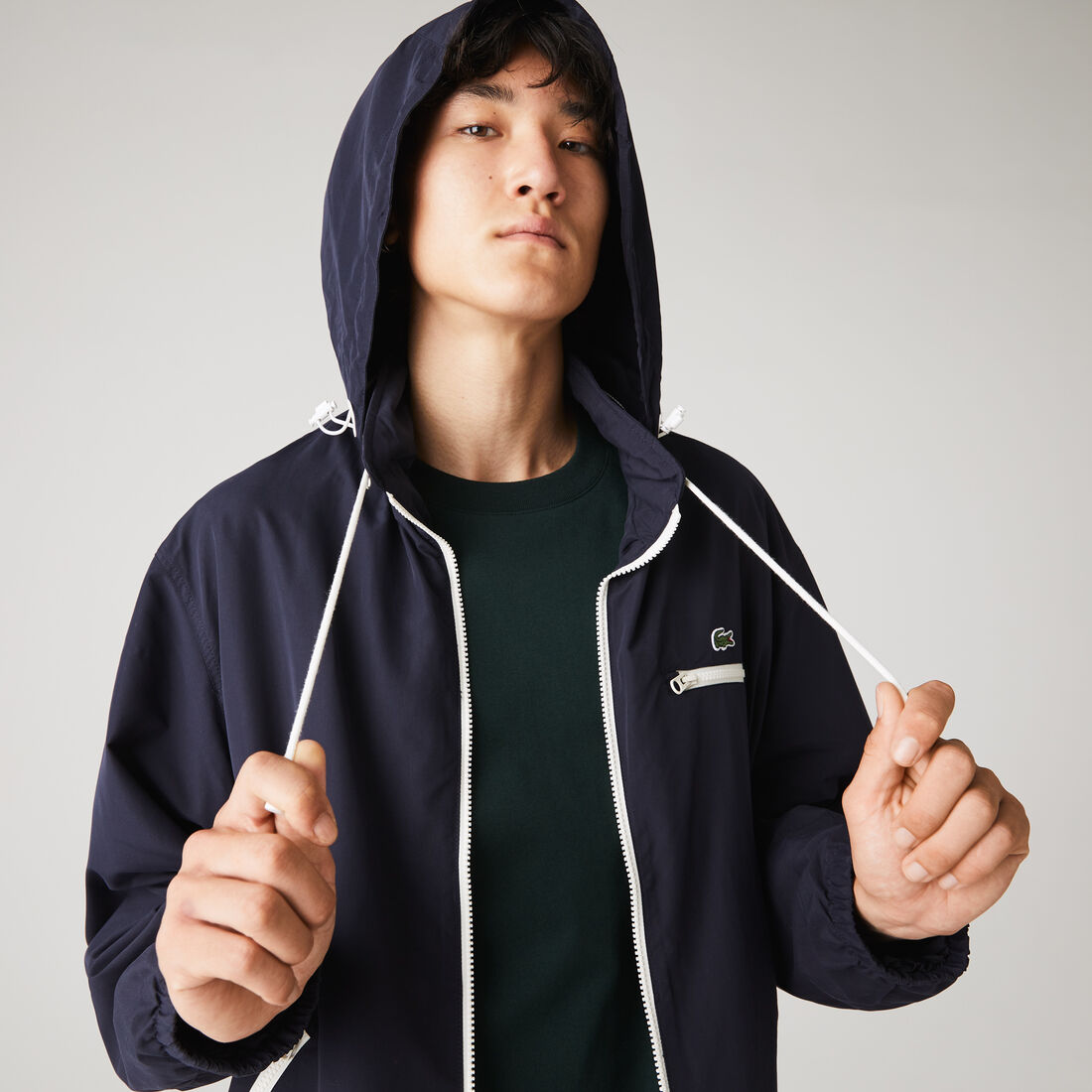 جاكيت واقي من الرياح بغطاء رأس ضد الماء خفيف الوزن للرجال