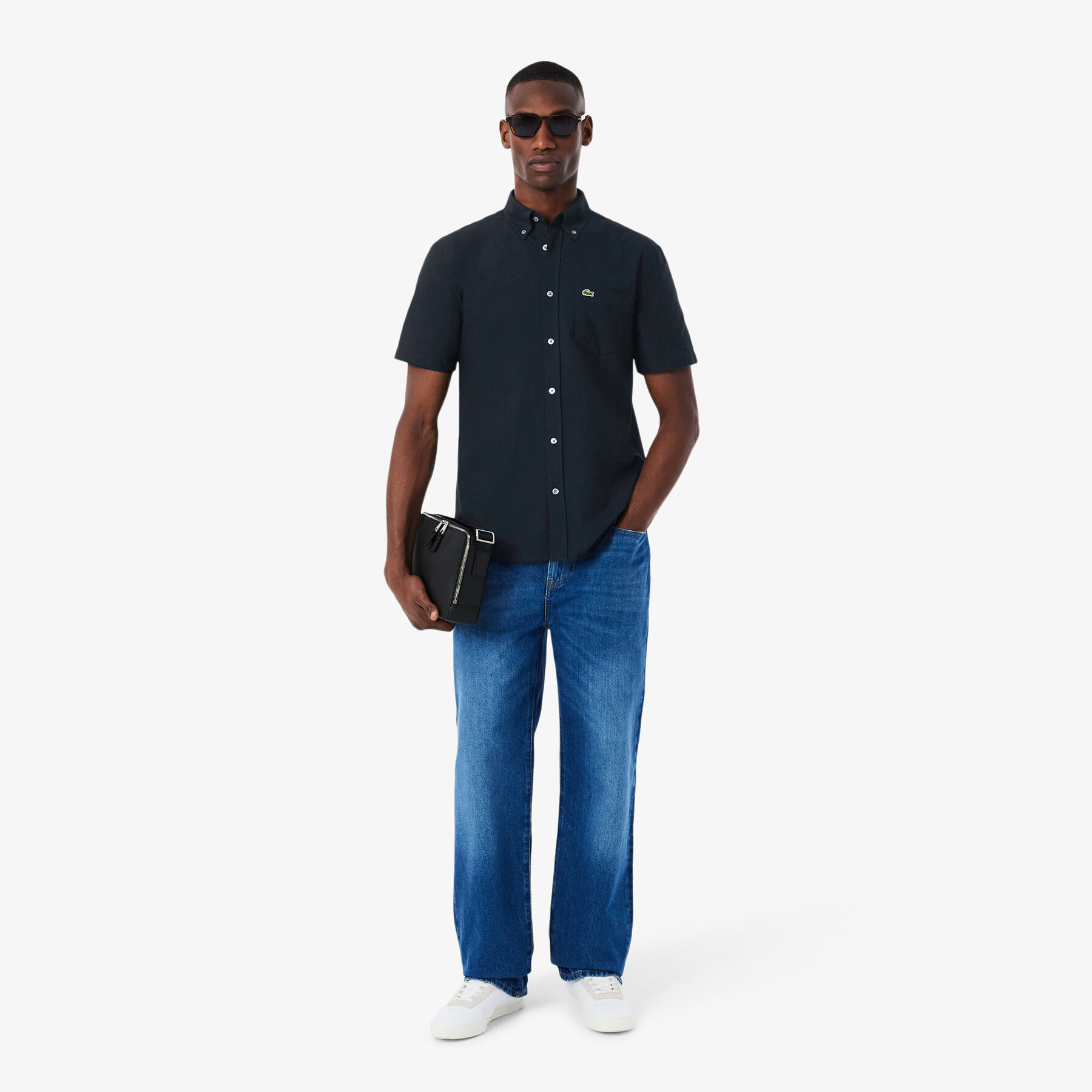 قميص أكسفورد بأكمام قصيرة وقصة عادية Regular Fit Short Sleeved Oxford Shirt - CH1917-00-F2W