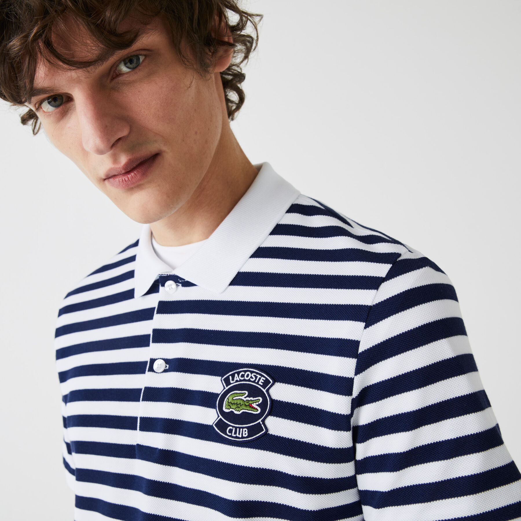 Men’s Lacoste Badge Regular Fit Striped Cotton Piqué Polo men s lacoste badge regular fit striped cotton piqu polo