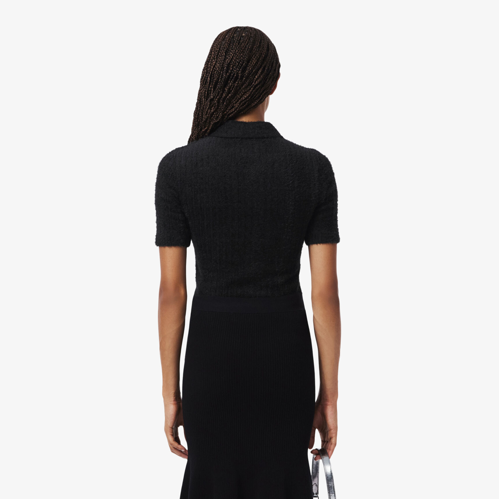 قميص بولو ضيق من نسيج محبوك Slim Fit Fuzzy Rib Knit Polo Shirt - DF8041-00-031