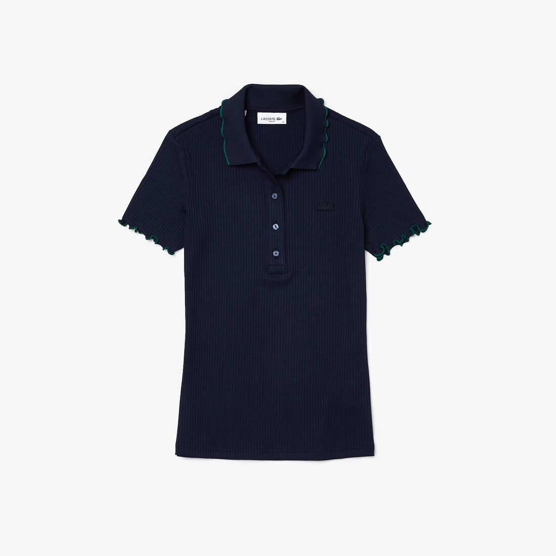 Women's Lacoste Slim Fit Ribbed Colored Flounced Details Polo Women's Lacoste Slim Fit Ribbed Colored Flounced Details Polo