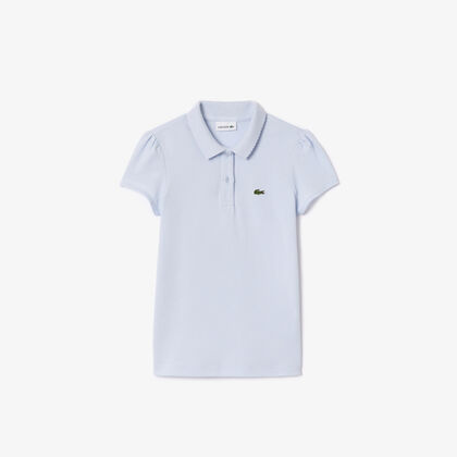 Girls' Lacoste Scalloped Collar Mini Pique Polo Shirt