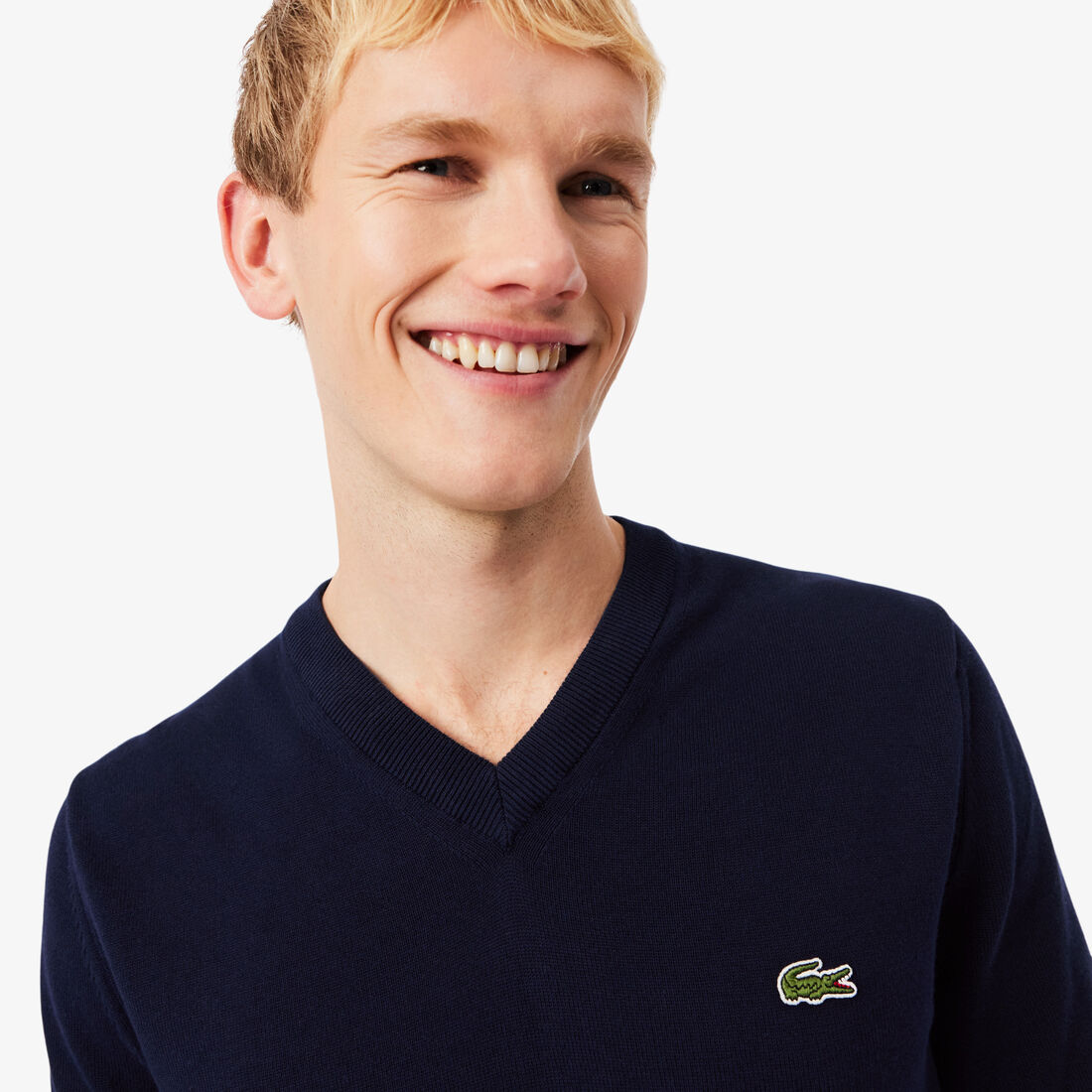 سترة قطنية أحادية اللون بفتحة رقبة على شكل حرف V Monochrome Cotton V-neck Sweater - AH1951-00-166