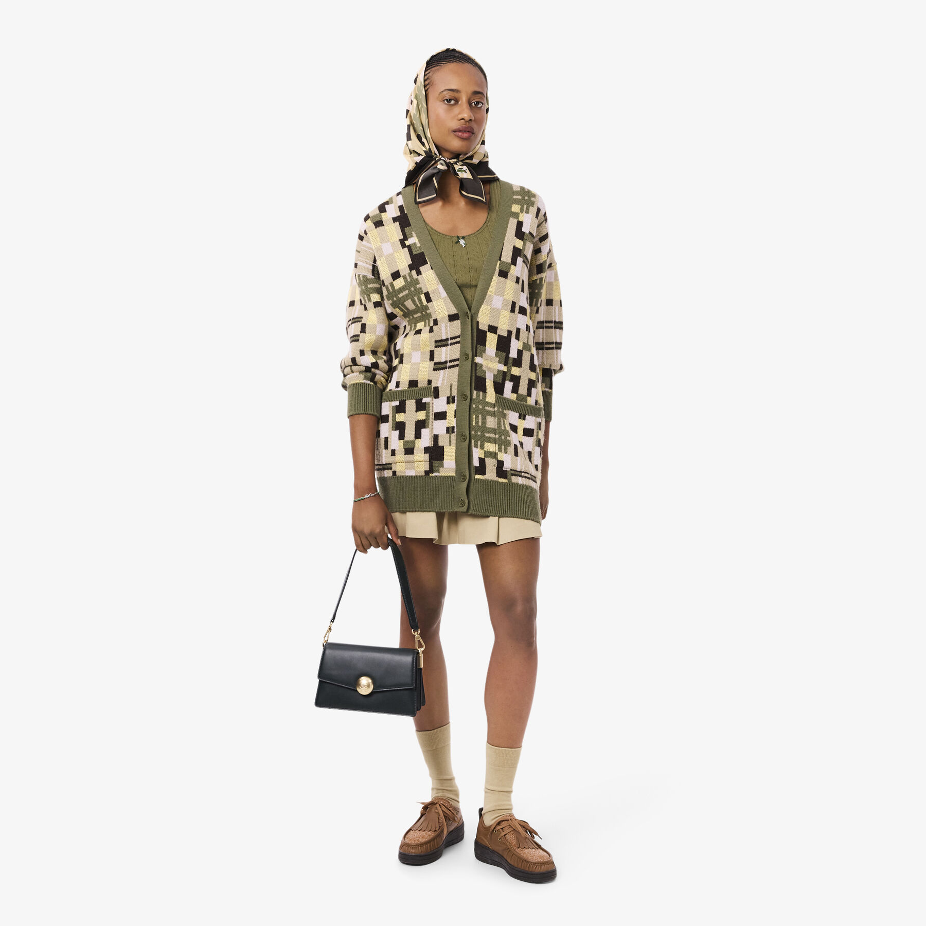lacoste geometric pattern scarf