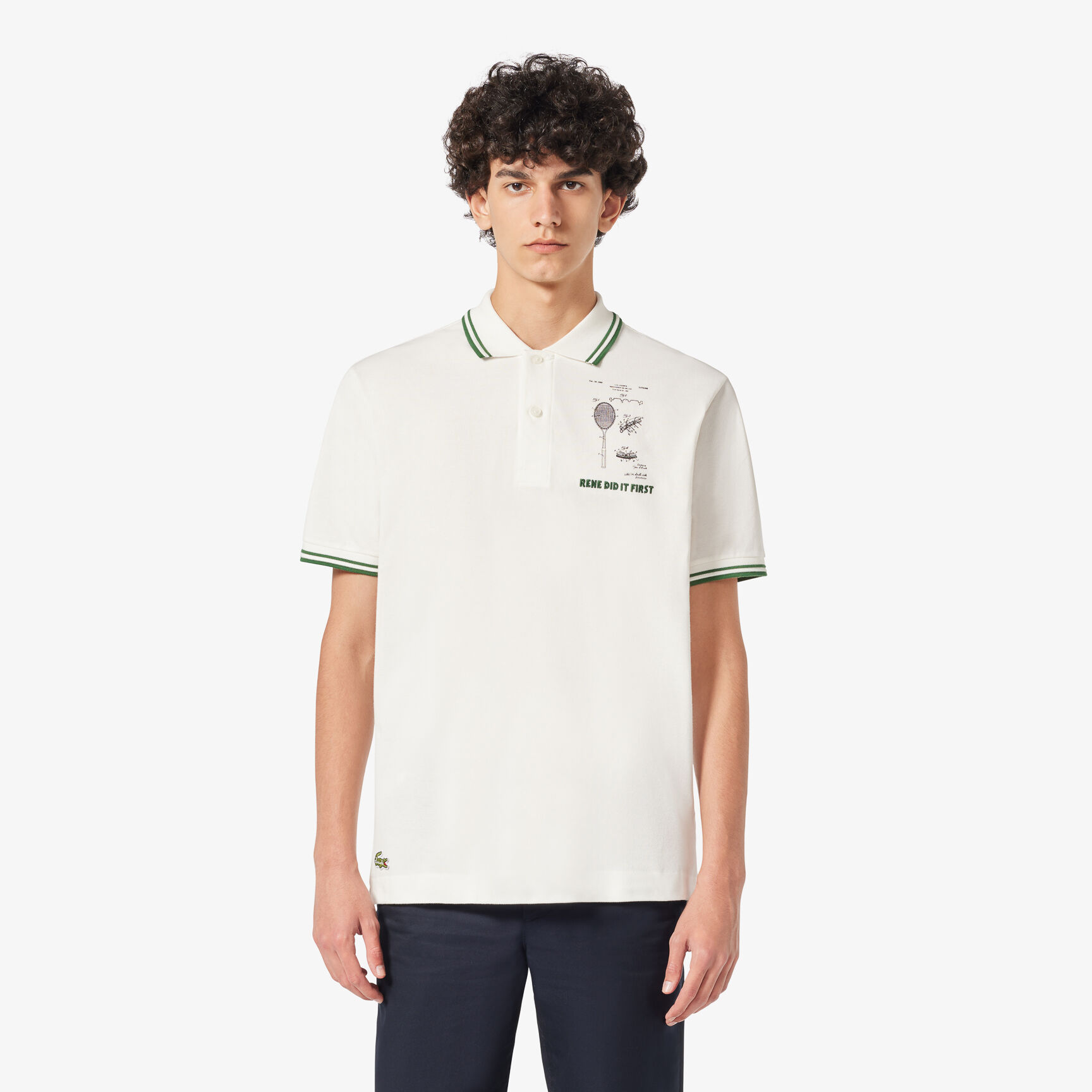 قميص بولو L.12.12 أصلي من القطن المطرز Original L.12.12 Embroidered Patent Cotton Polo Shirt - PH8008-00-70V