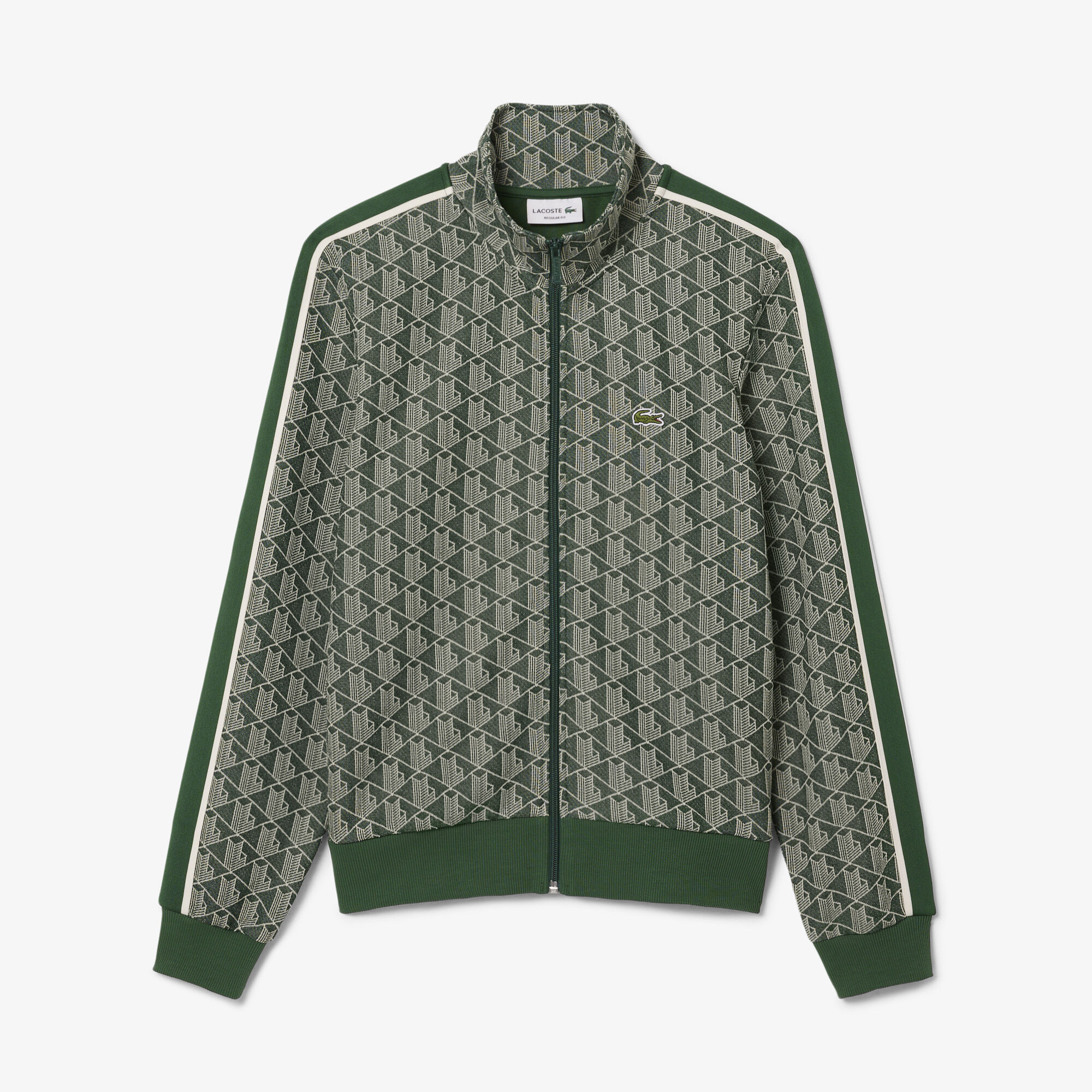 Paris Zip-Up Jacquard Track Jacket, Green | LACOSTE UAE