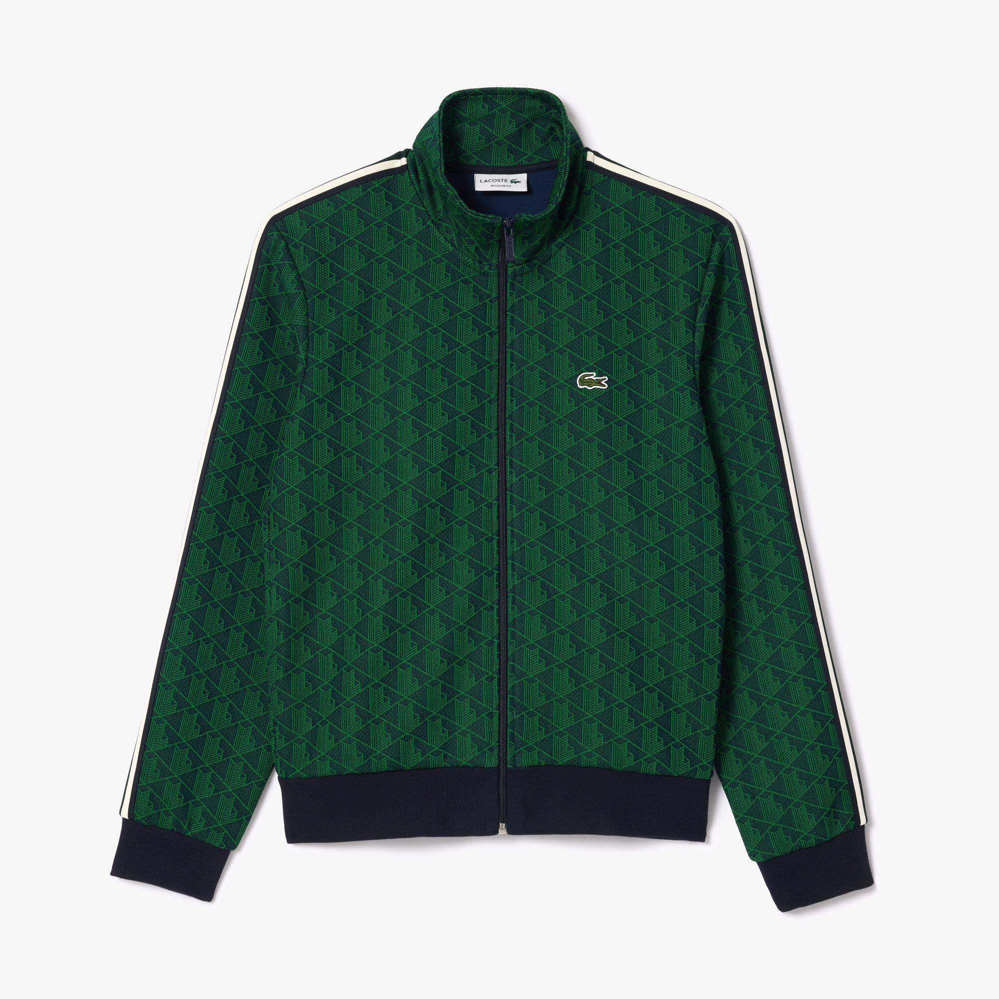 Paris Zip-Up Jacquard Track Jacket, Navy Blue/Green | LACOSTE UAE
