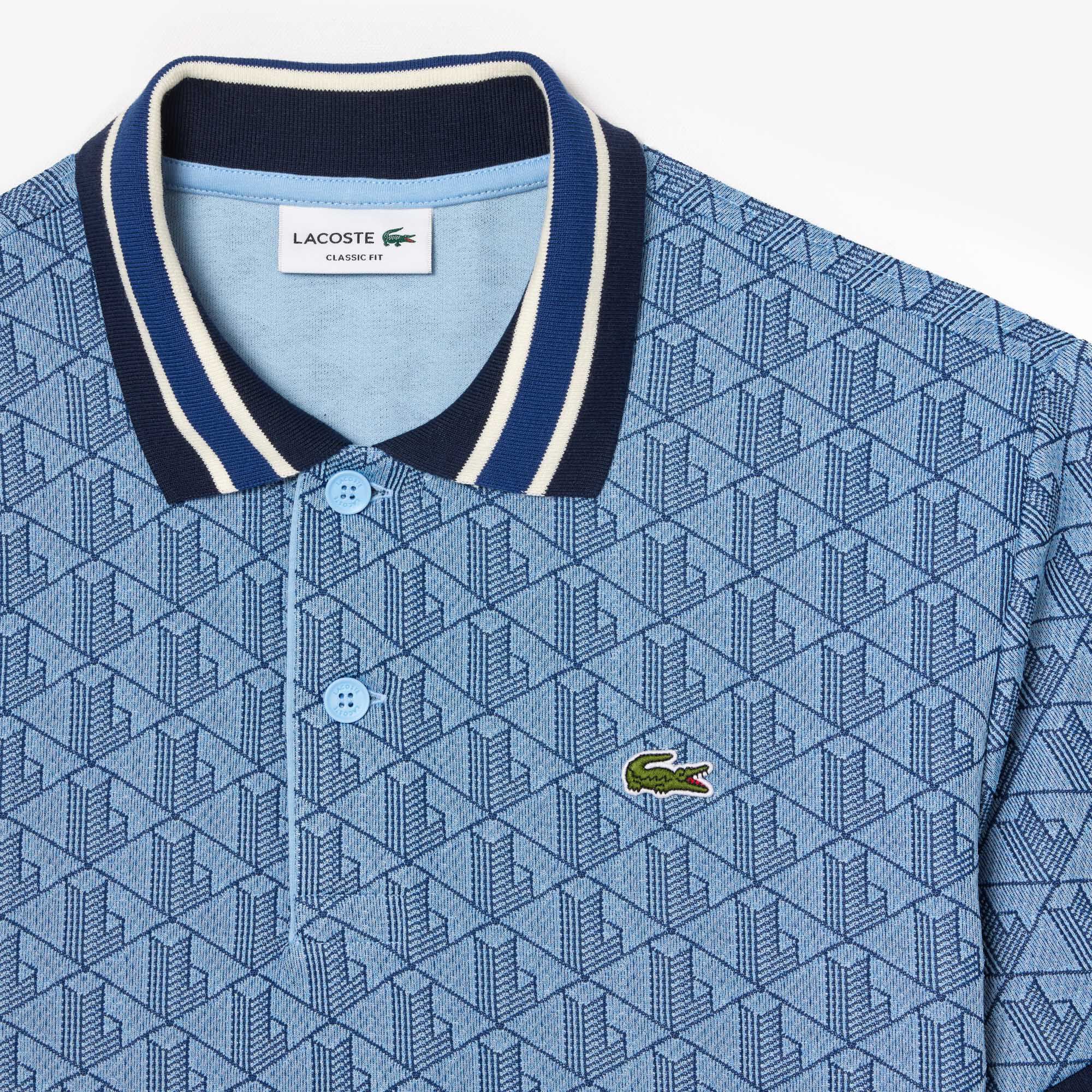 Classic Fit Monogram Jacquard Polo Shirt, Light Blue / Blue