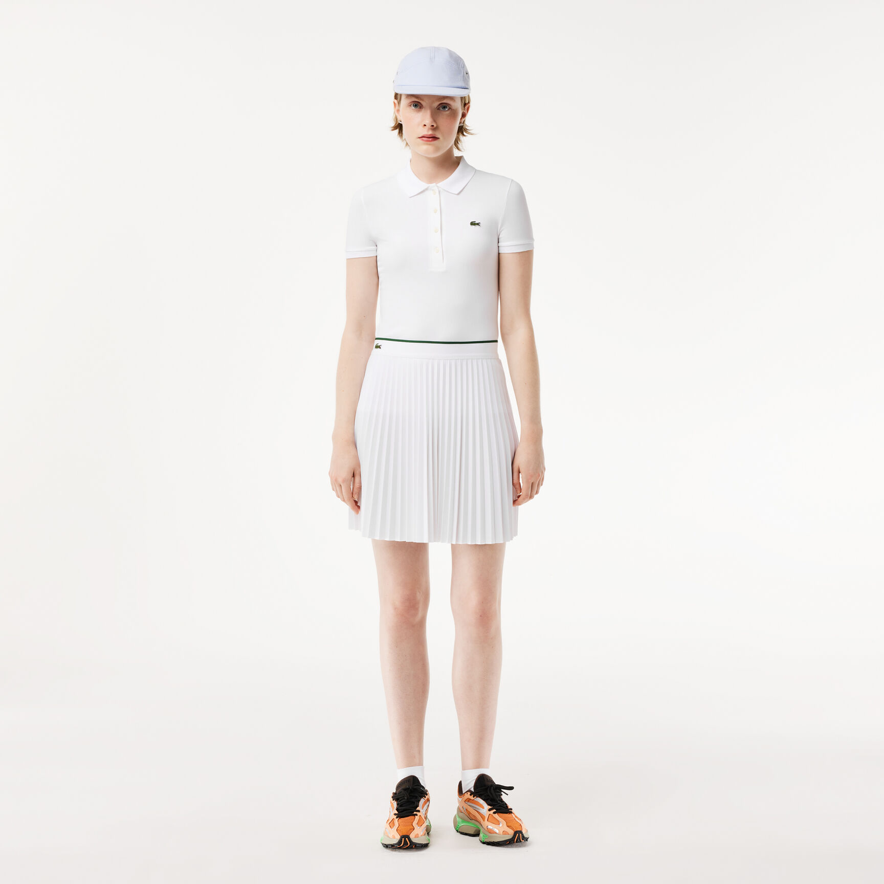 سترة بياقة بولو وألوان مغايرة صُنعت في فرنسا Short Pleated Elastic Waist Skirt - JF2701-00-001