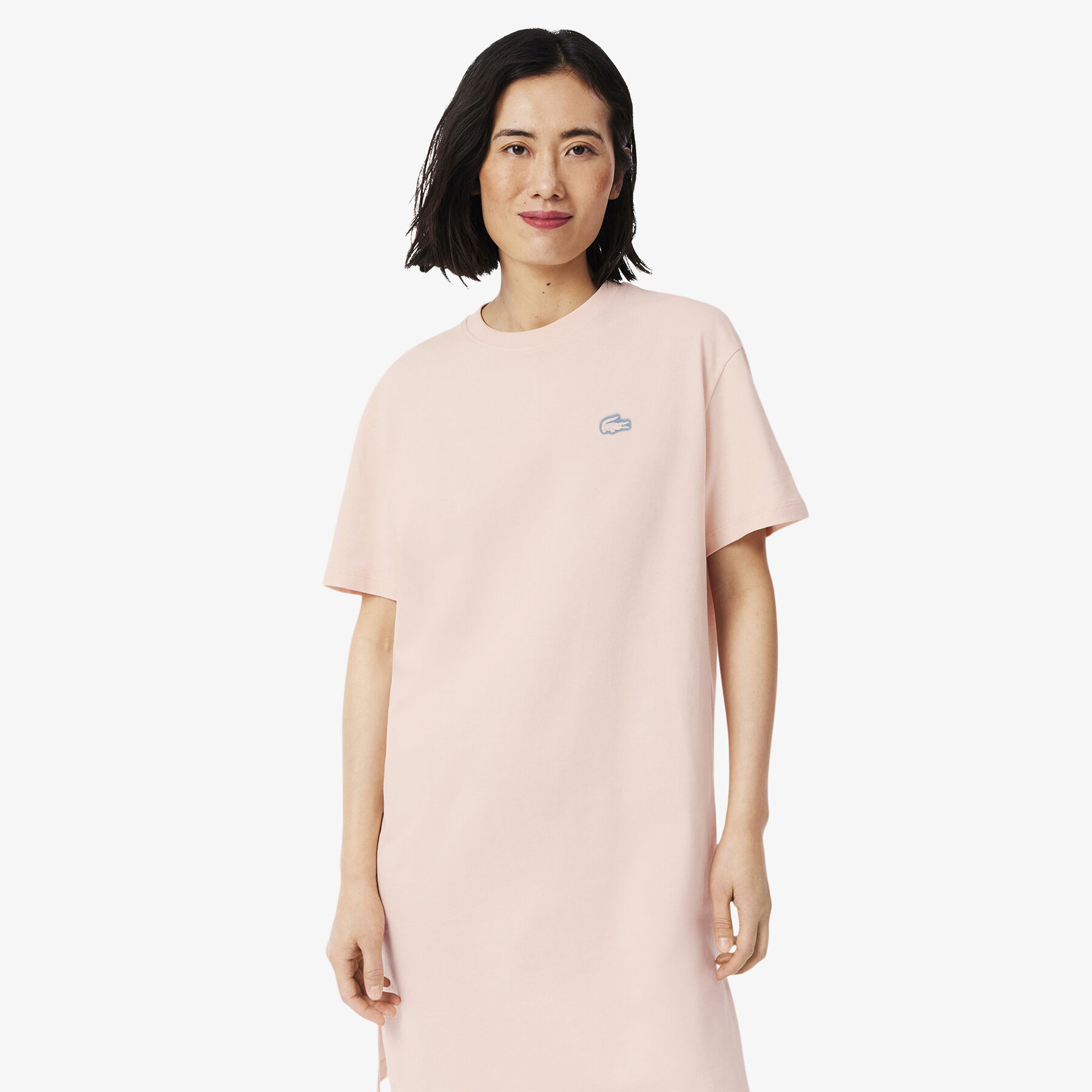 لاكوست فستان تي شيرت من القطن الجيرسي كبير الحجم