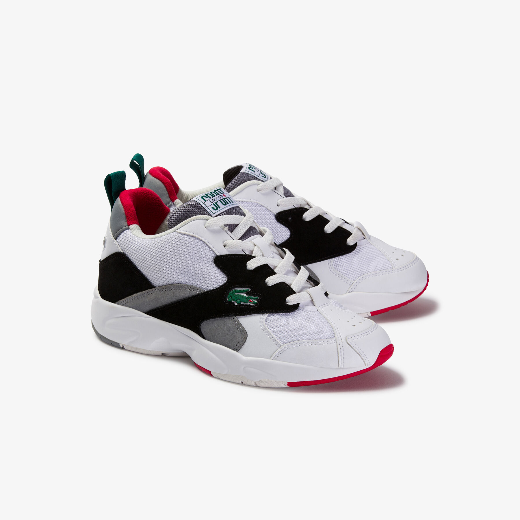 lacoste men s storm 96 textile and synthetic trainers