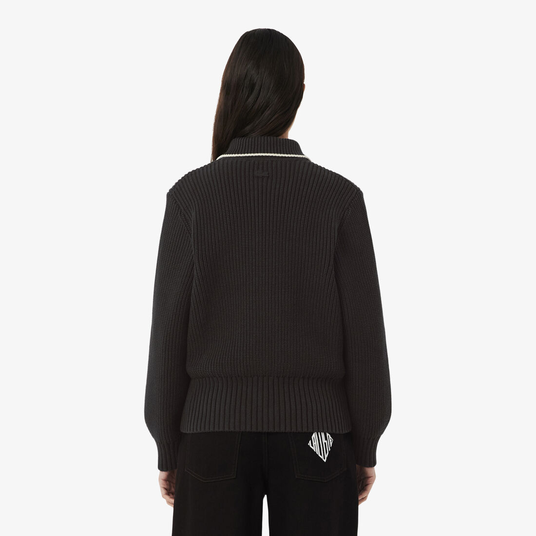 سترة مزينة بسحاب وشارة قطنية Zipped Cotton Badge Accent Sweater - AF9858-00-3LA