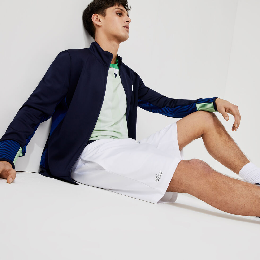شورت جاكار بخصر مطاطي بلون مغاير للرجال مجموعة Lacoste SPORT