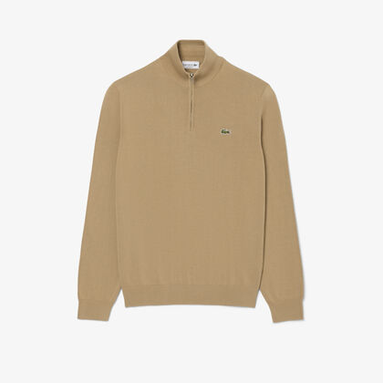 Zipped High Neck Cotton Sweater