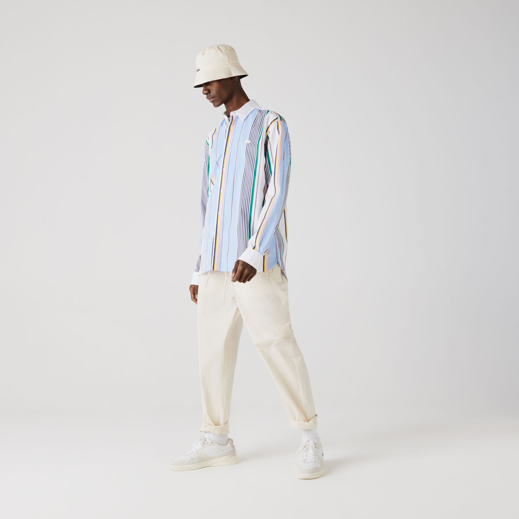 Men’s Lacoste LIVE Relaxed Fit Mismatched Stripes Cotton Shirt men s lacoste live relaxed fit mismatched stripes cotton shirt
