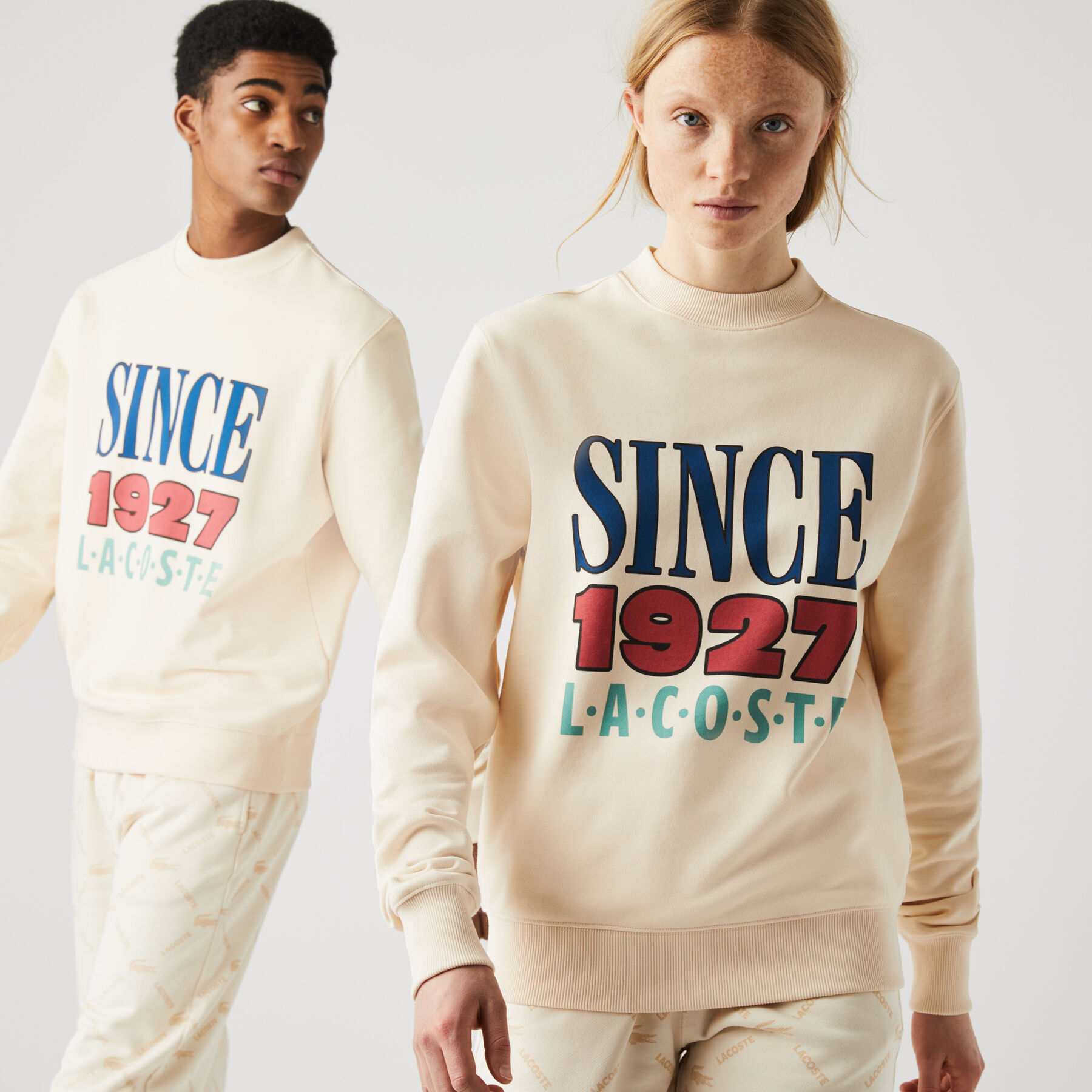 unisex lacoste live print cotton fleece sweatshirt
