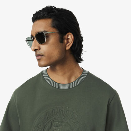 lacoste embroidered cotton jersey t shirt