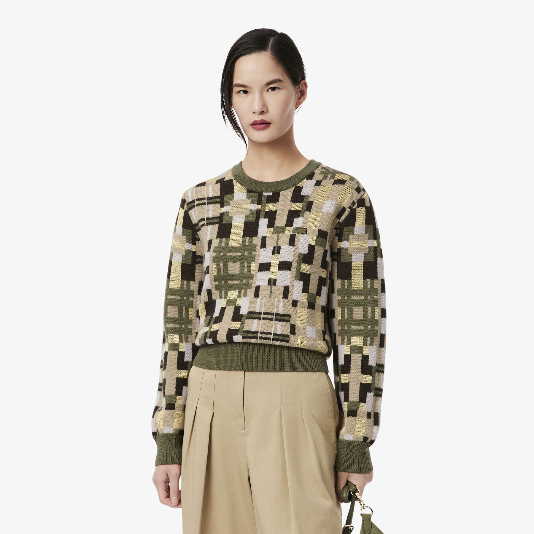Crew Neck Wool Jacquard Graphic Sweater lacoste crew neck wool jacquard graphic sweater