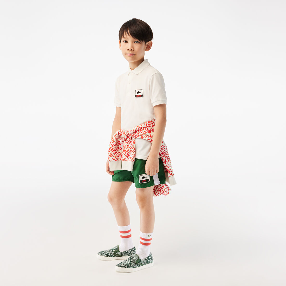 Kids' Lacoste x Netflix Contrast Print Polo Shirt Kids' Lacoste x Netflix Contrast Print Polo Shirt