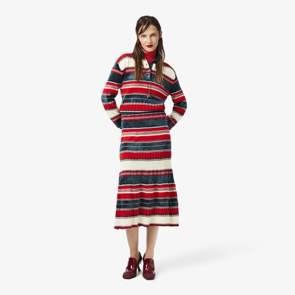 لاكوست runway striped polo collar maxi dress