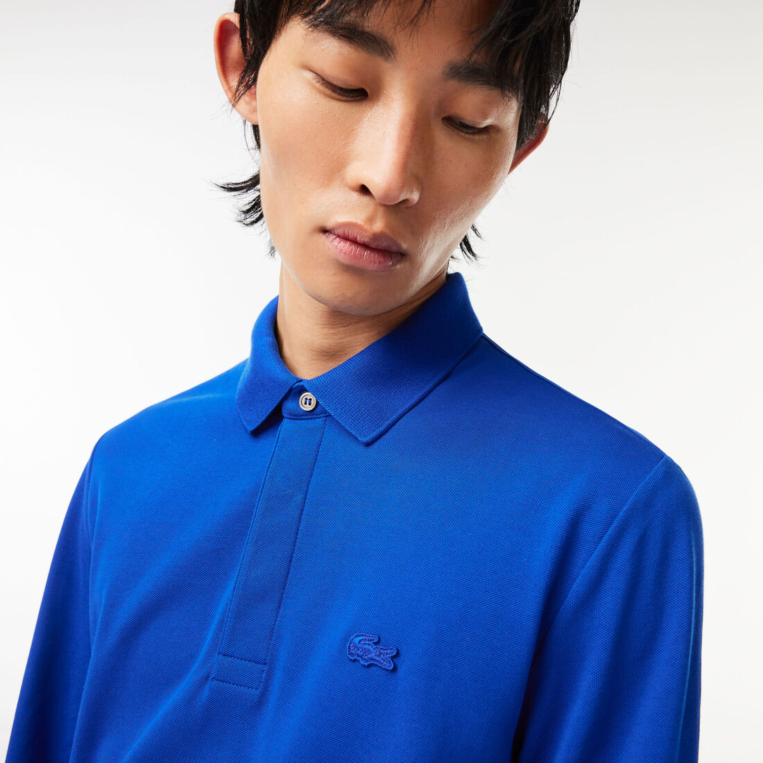 قميص بولو بيكيه باريسي بقصة عادية Smart Paris long sleeve stretch cotton Polo Shirt - PH2481-00-JQ0