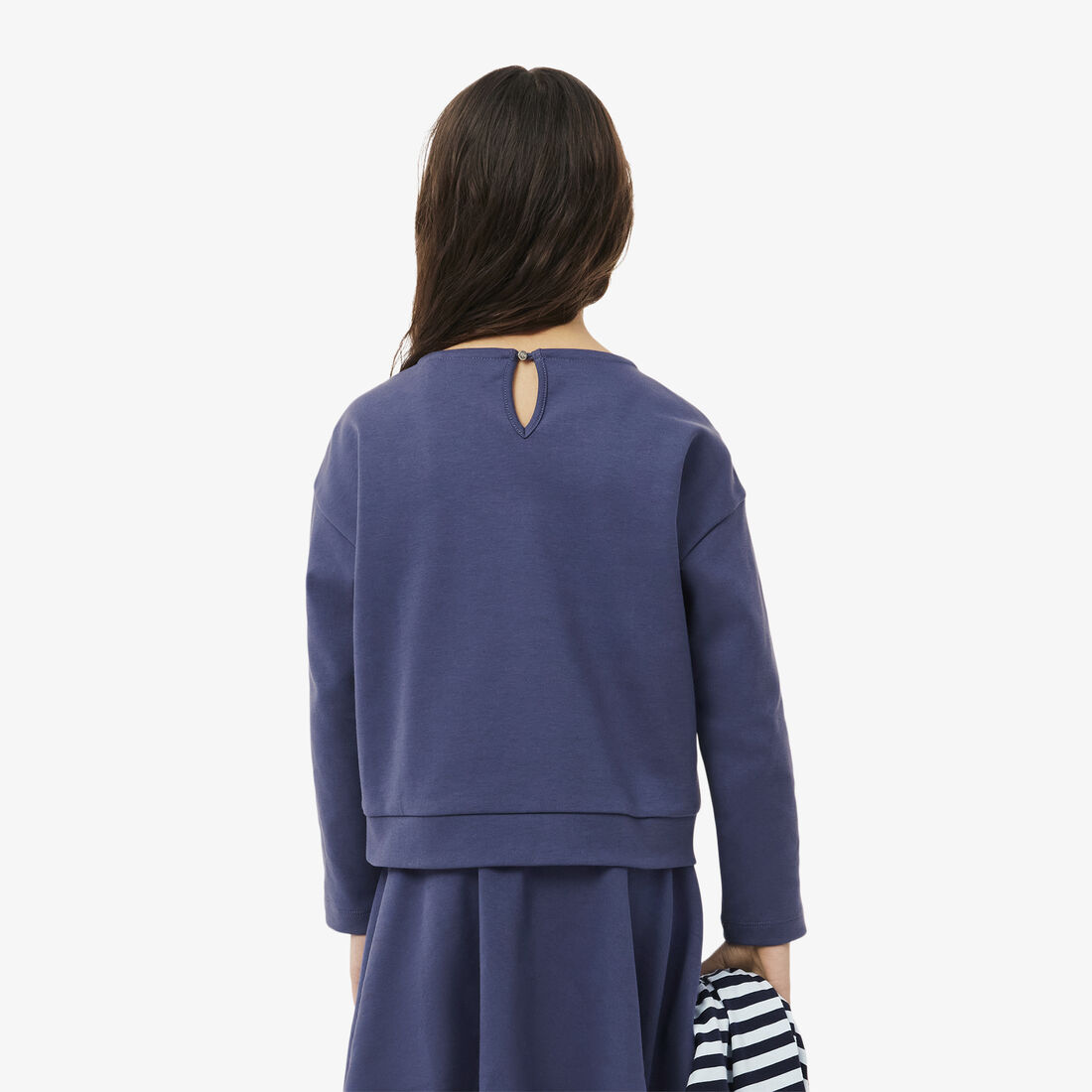 تي شيرت قطني بأكمام طويلة وبشعار الماركة Long Sleeved Branded Cotton T-shirt - TJ8450-00-I1M