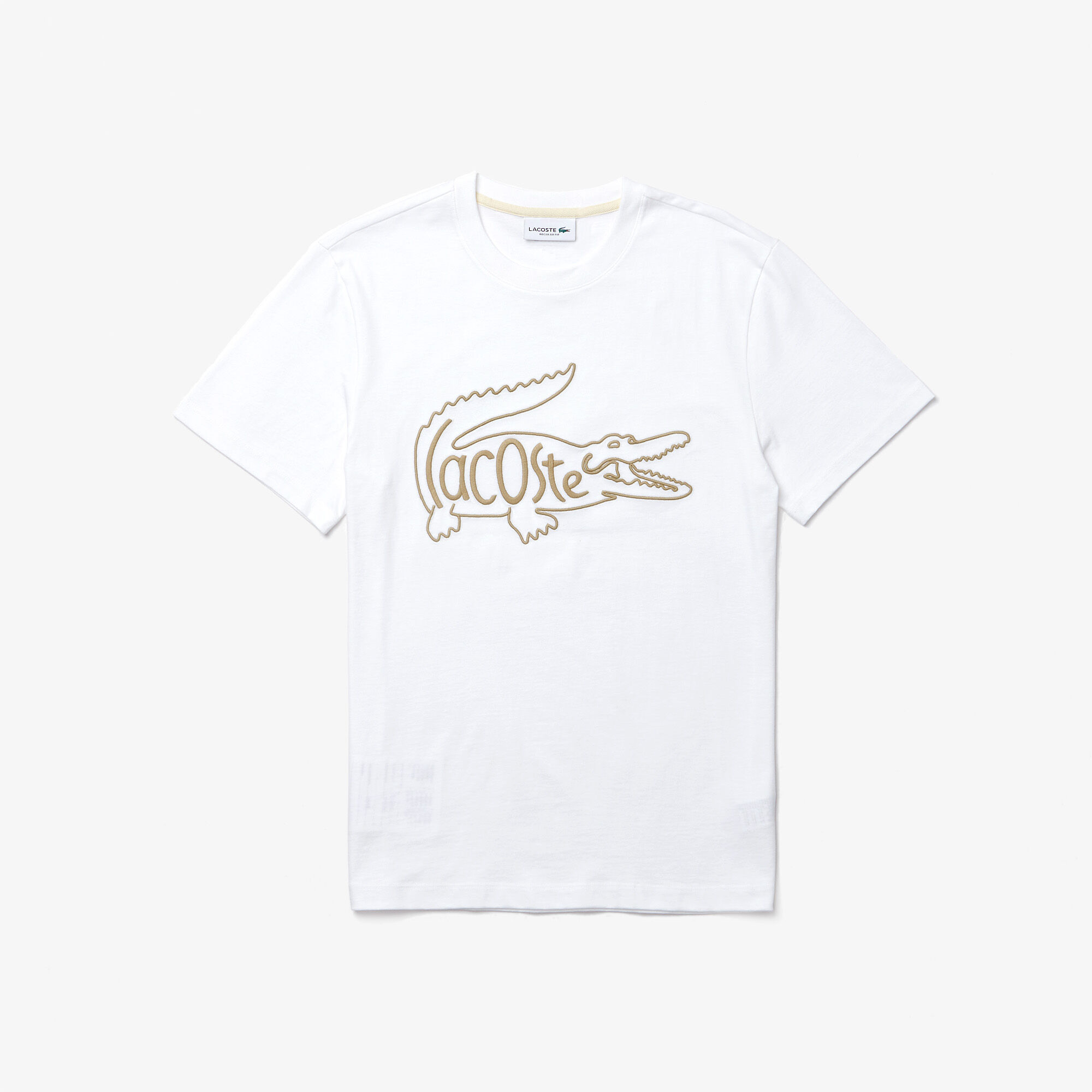 Men’s Crew Neck Crocodile Embroidery Cotton T-shirt