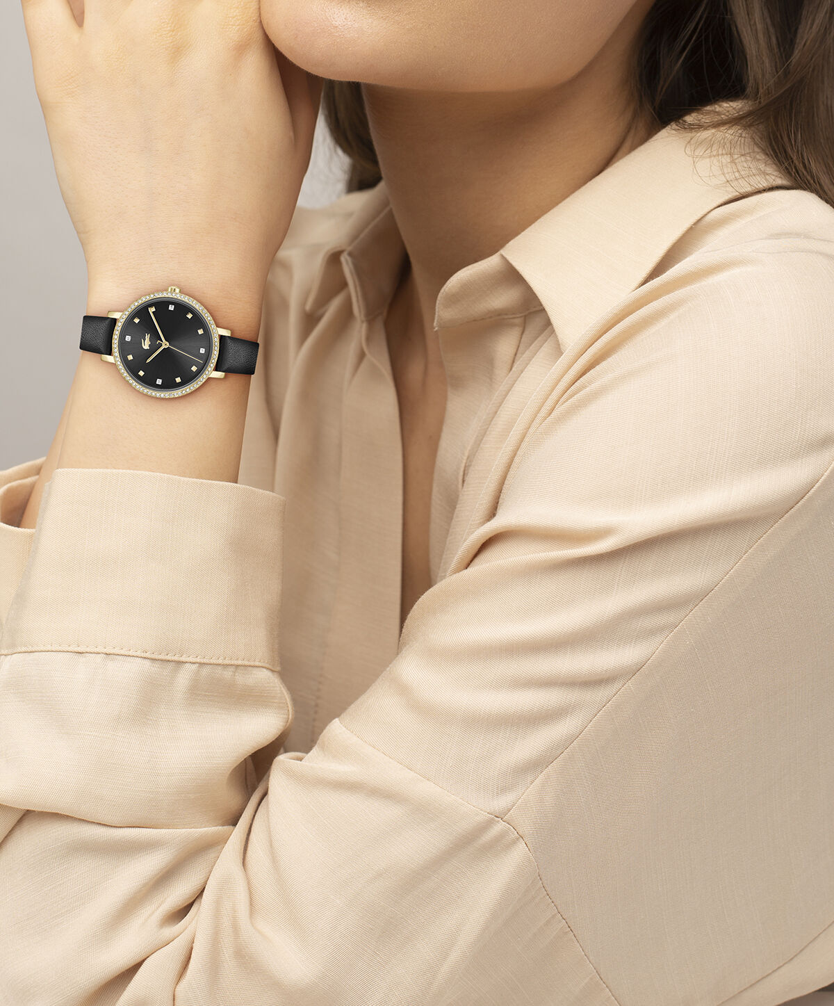 Black Leather Strap Women's Watch