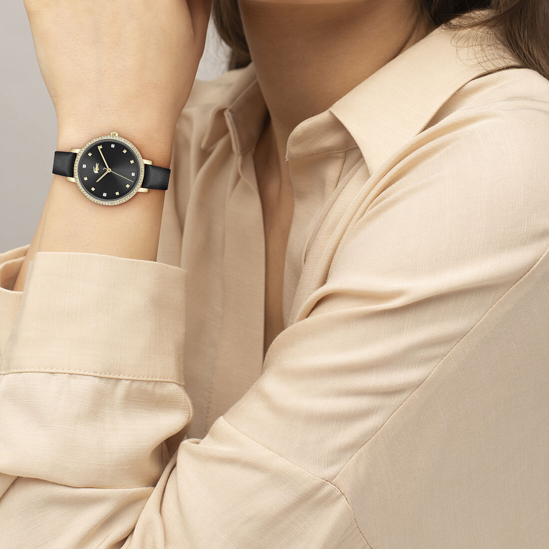 ساعة بسوار جلدي أسود للسيدات Black Leather Strap Women's Watch - 2001489-BLACK