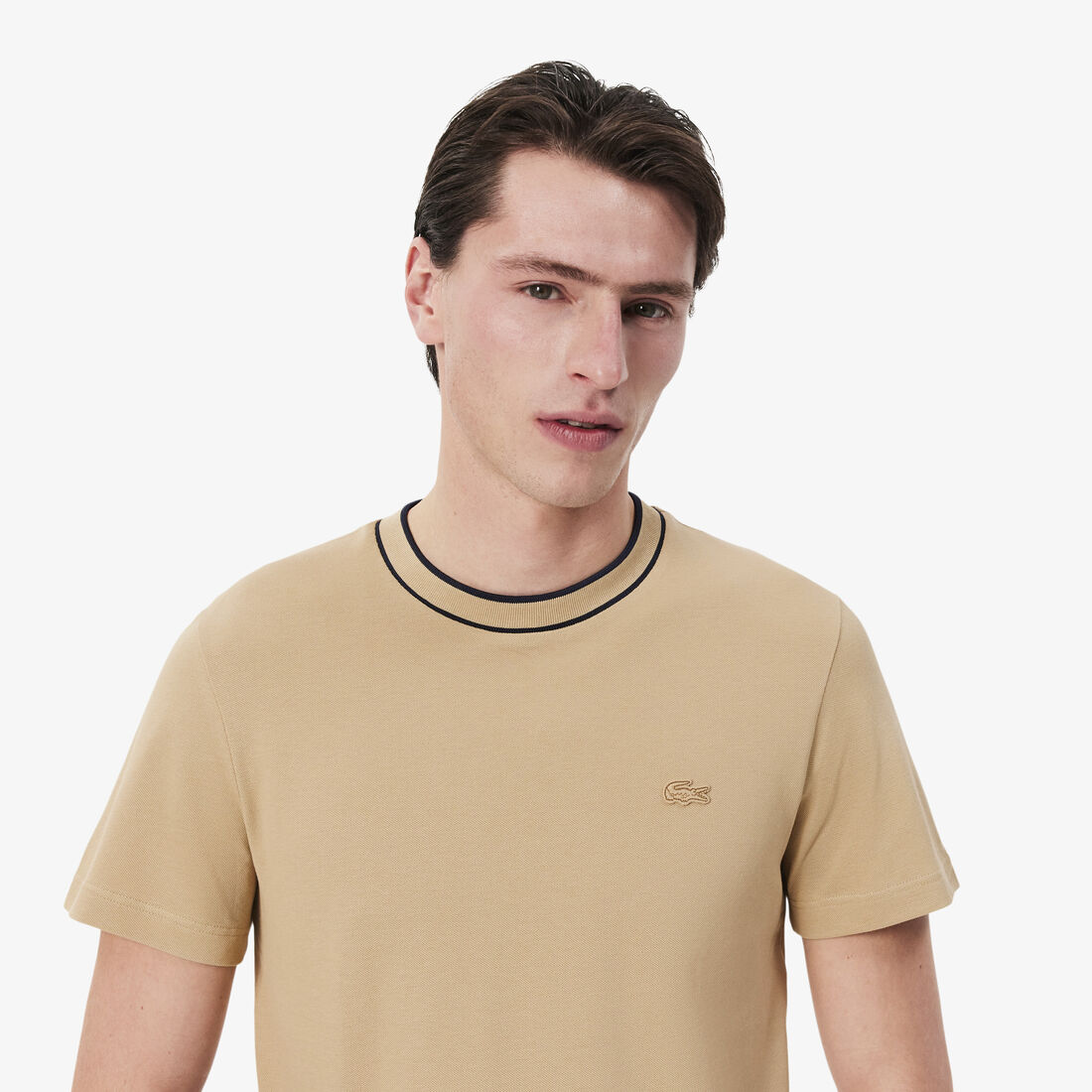 تي شيرت بياقة مخططة من بيكيه Stretch Pique Stripe Collar T-shirt - TH8174-00-02S