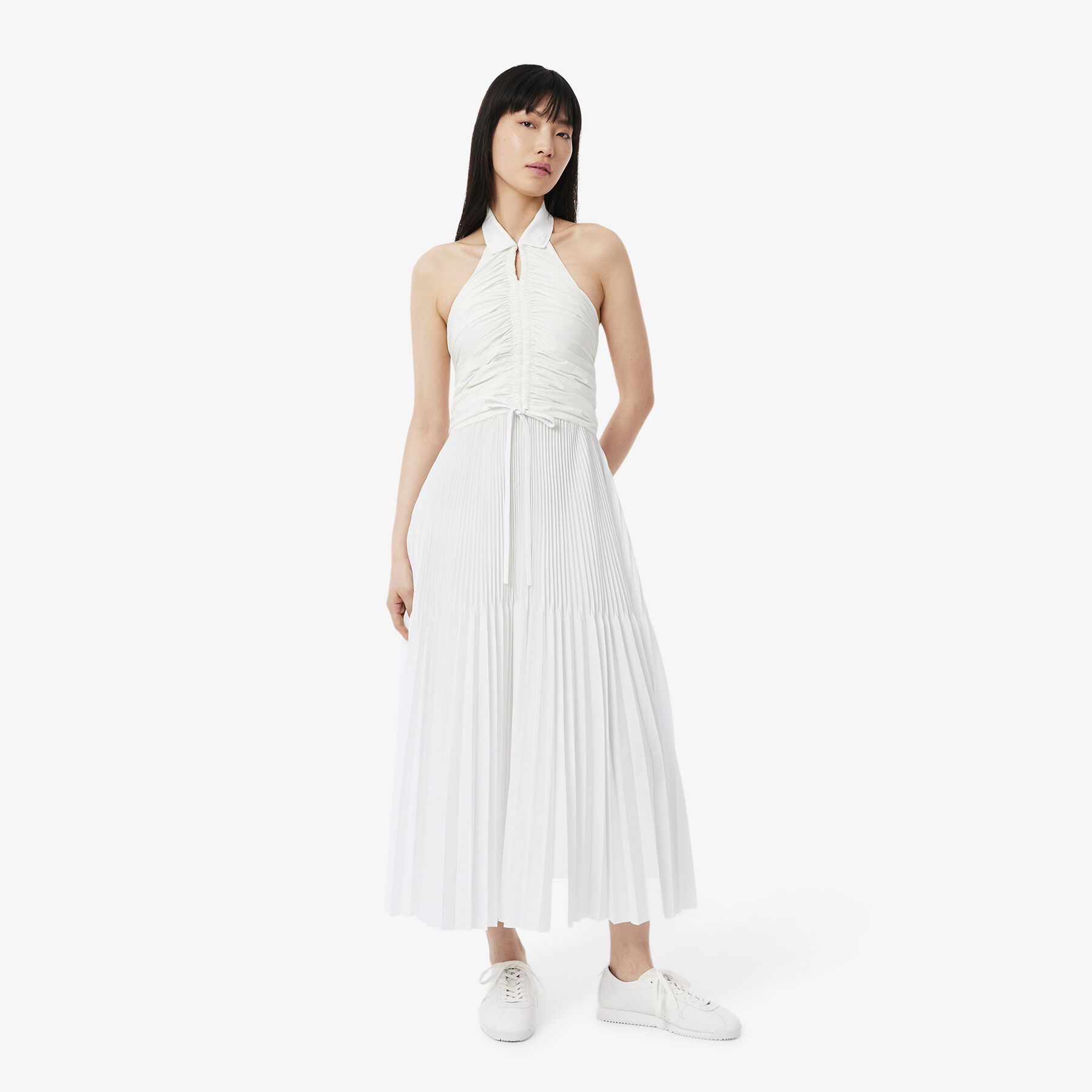 Pleated Sleeveless Polo Dress lacoste pleated sleeveless polo dress