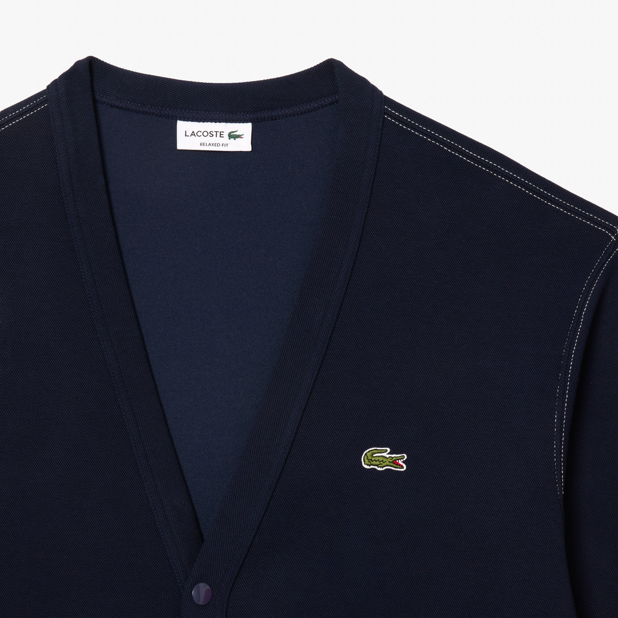 Double Face Pique Cardigan, Navy Blue | LACOSTE UAE