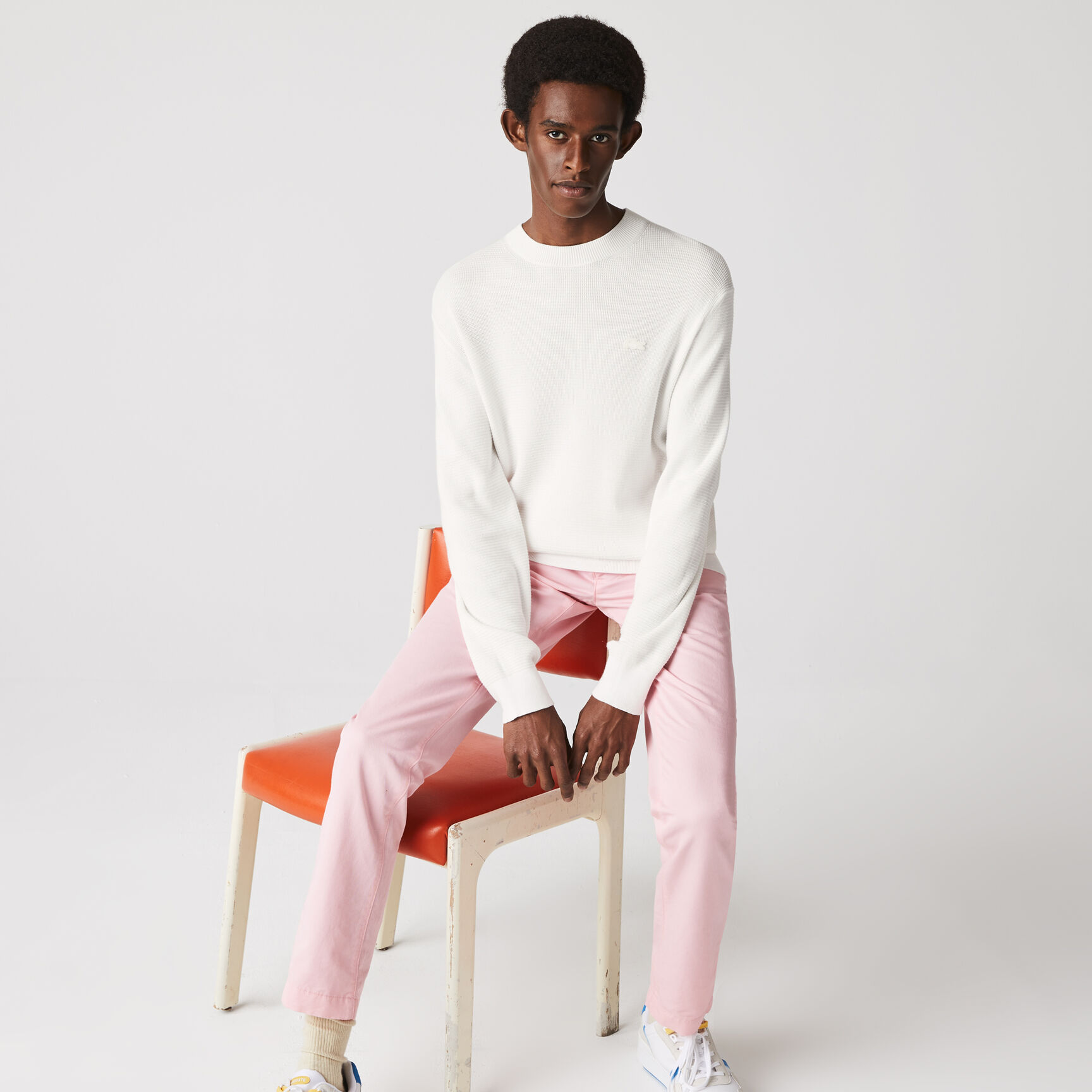 Men's Crew Neck Flecked Cotton Knit Sweater Men's Crew Neck Flecked Cotton Knit Sweater